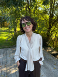 Top col foulard beige