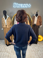 Pull Max Col Montant Bleu Marine