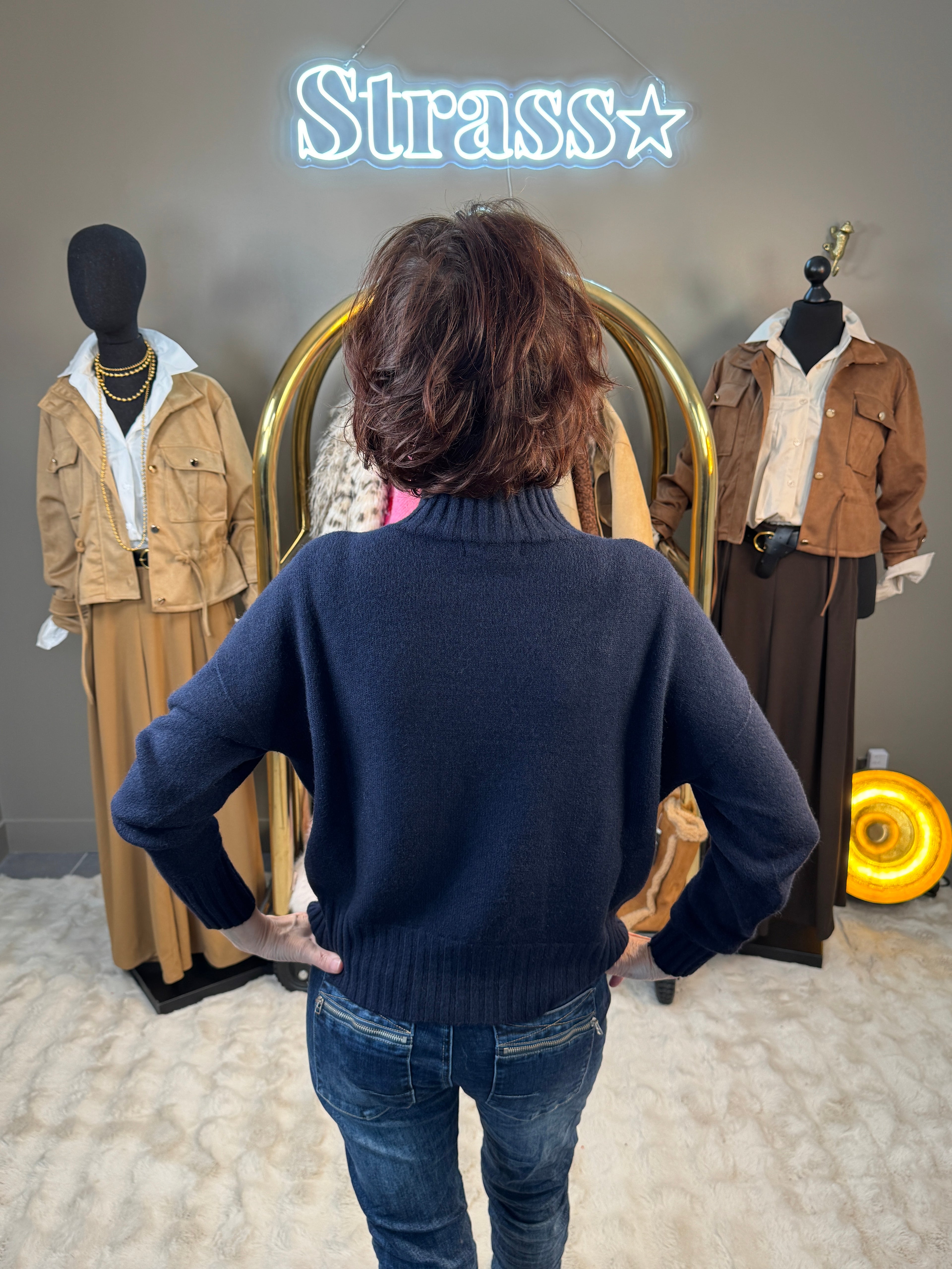 Pull Max Col Montant Bleu Marine