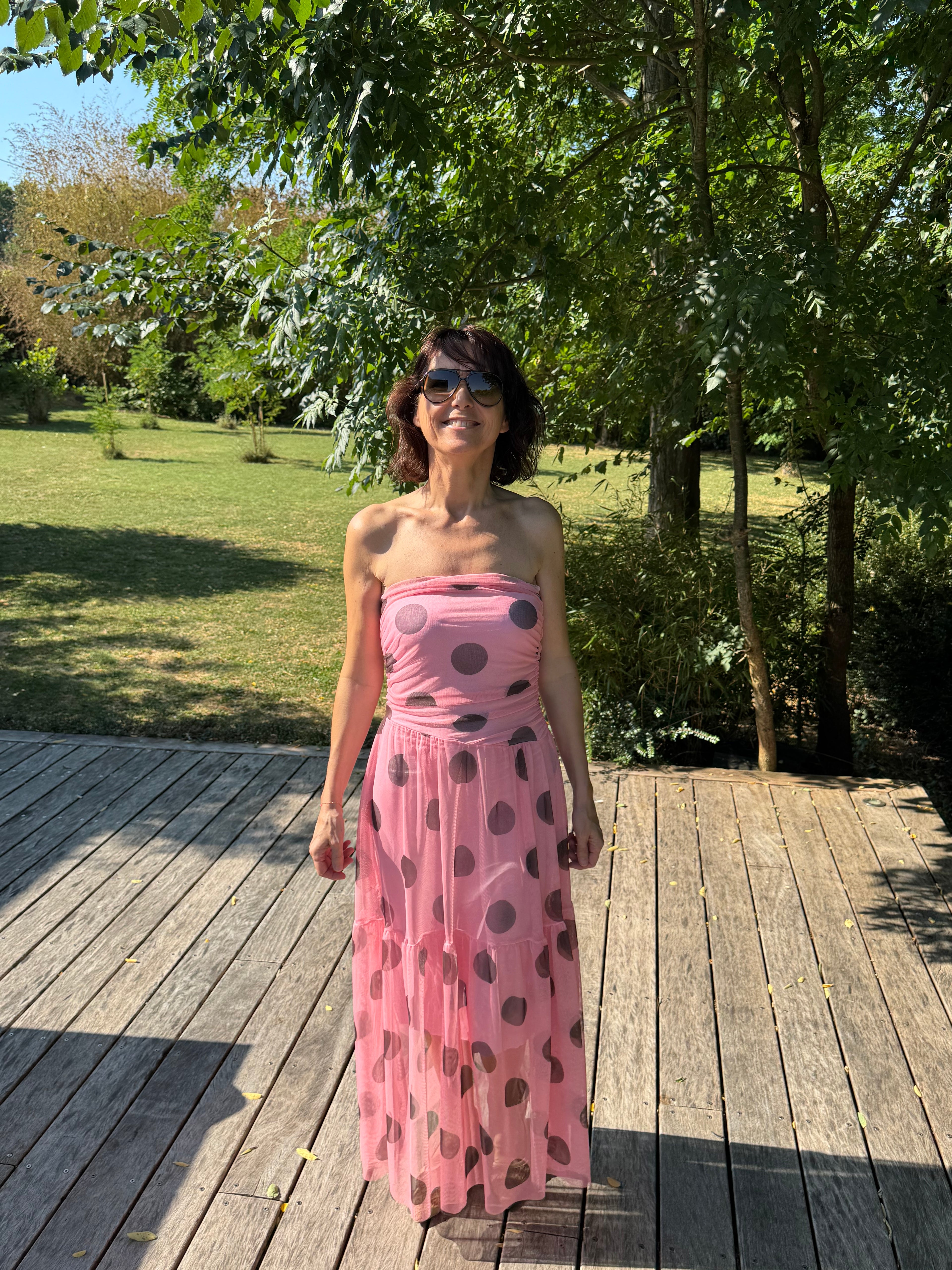 Robe Pois Tulle Rose