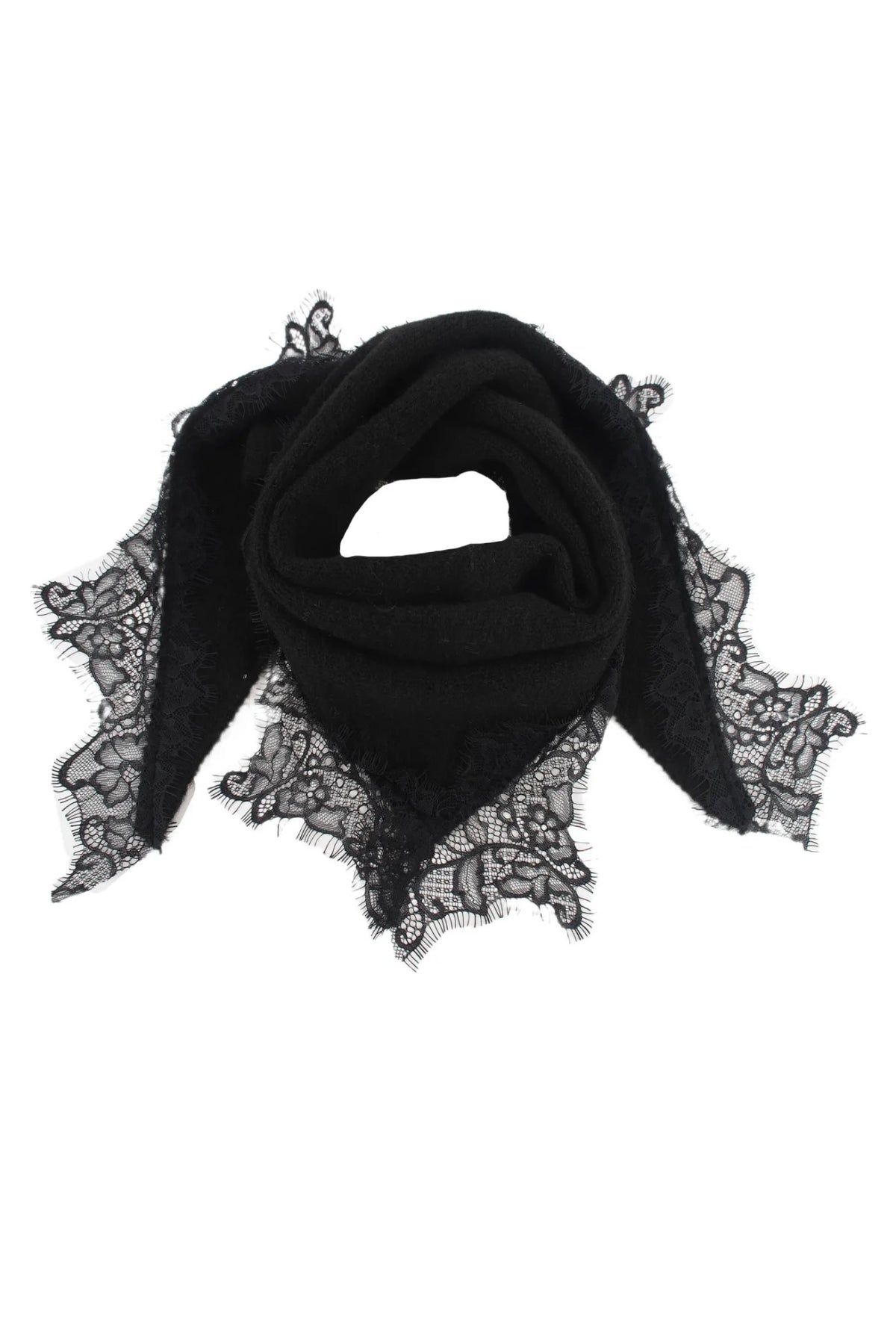 Écharpe dentelle triangle  Noir