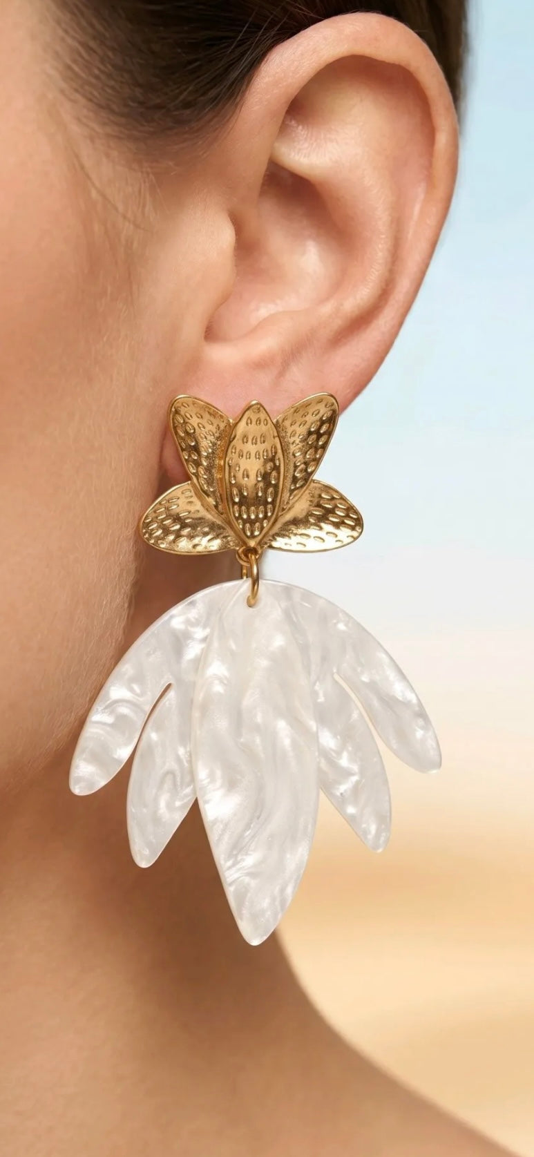 Boucles d’oreilles nénuphar blanche