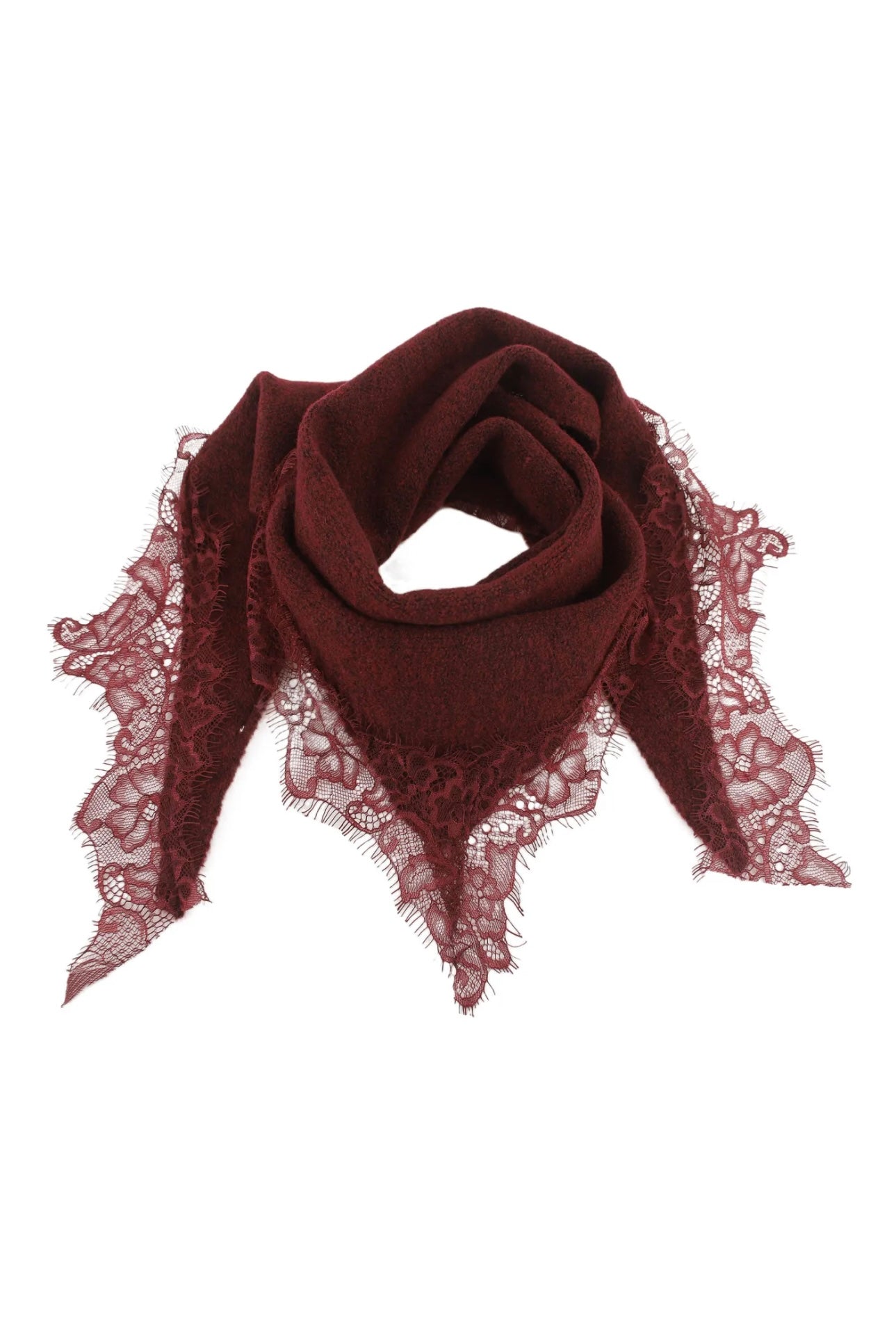 Écharpe dentelle triangle  Bordeaux
