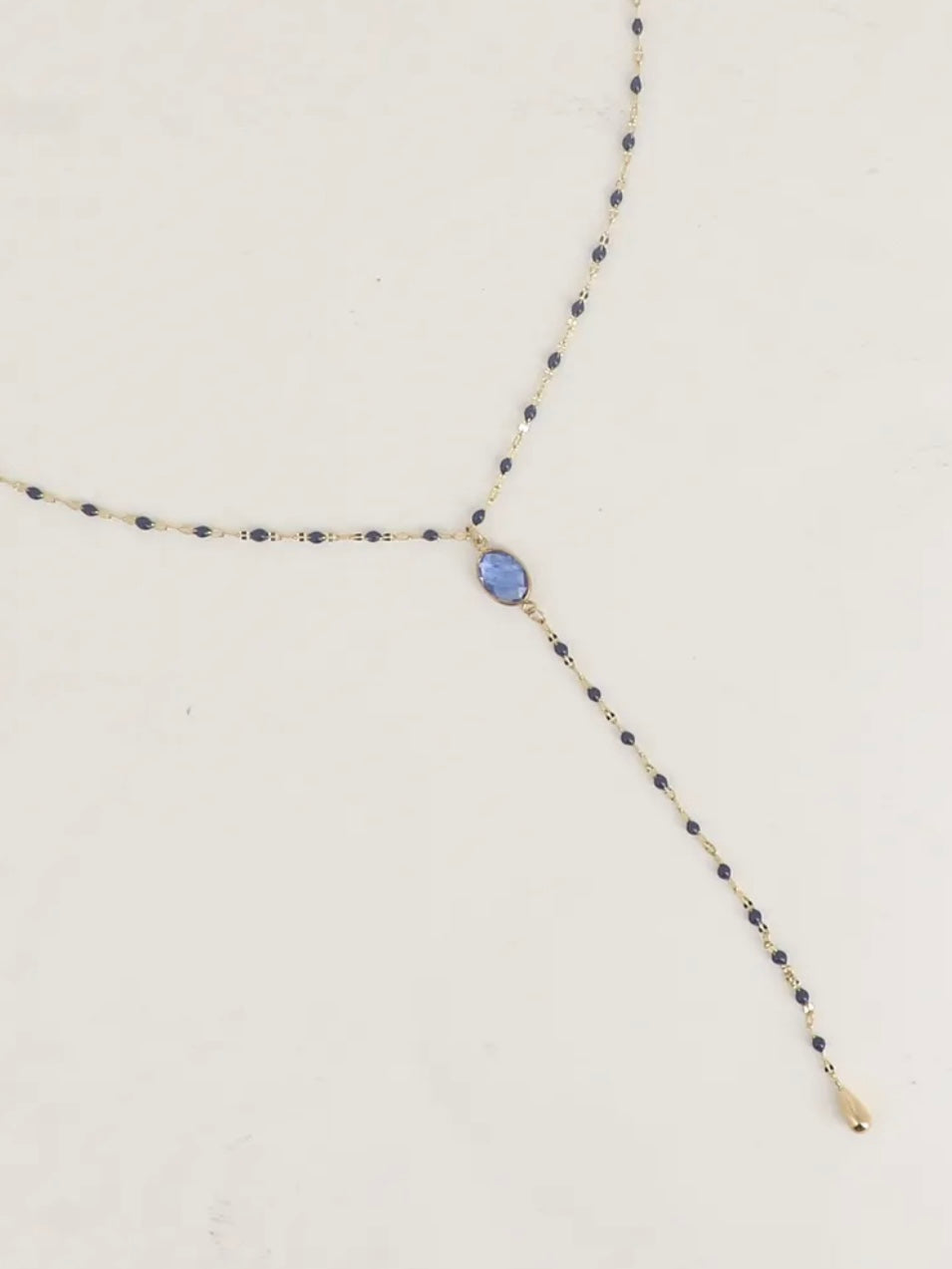 Collier Y Agathe Bleu Nuit Doré