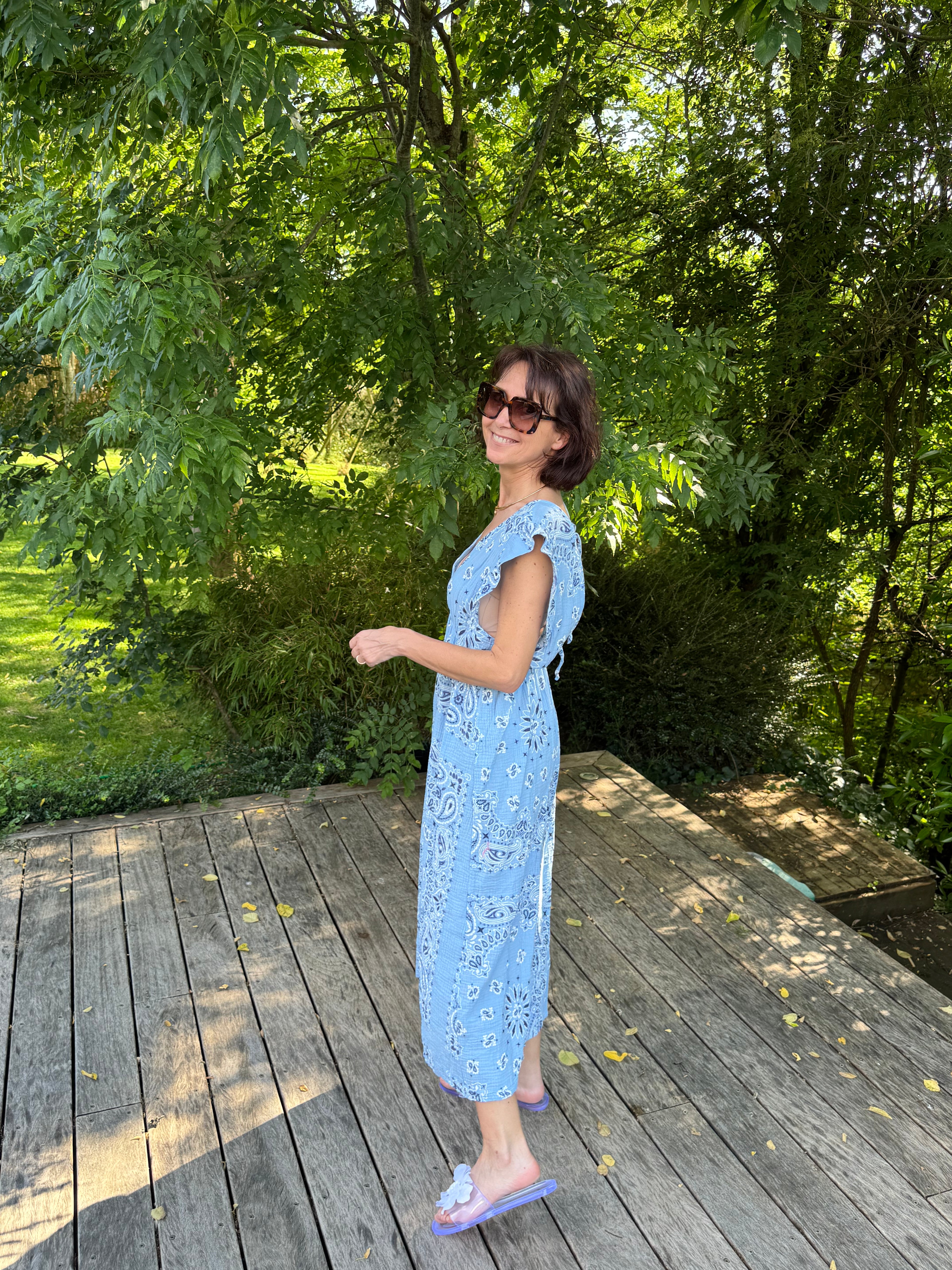 Robe Bandana Gaze de Coton Bleu Ciel