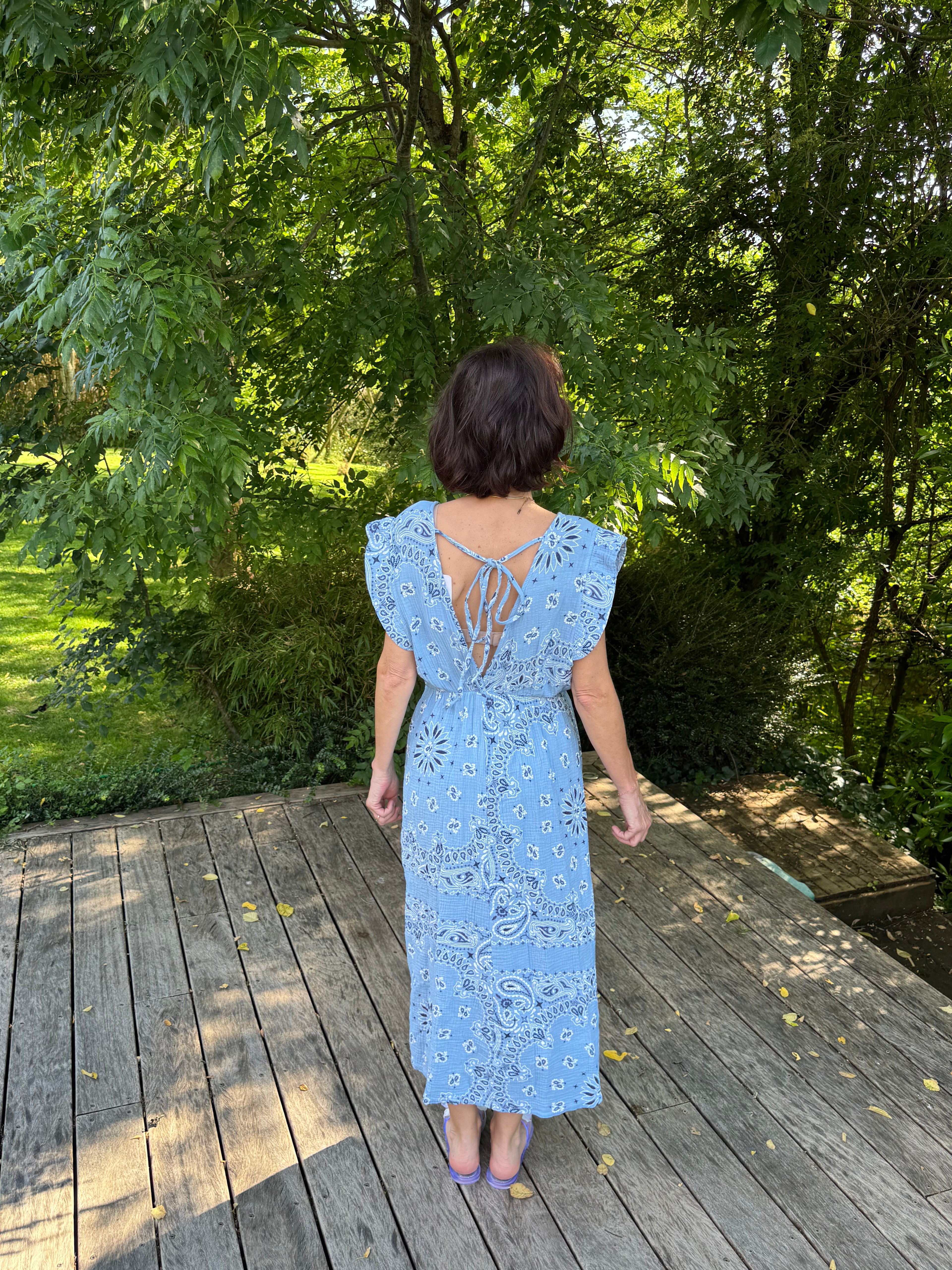 Robe Bandana Gaze de Coton Bleu Ciel