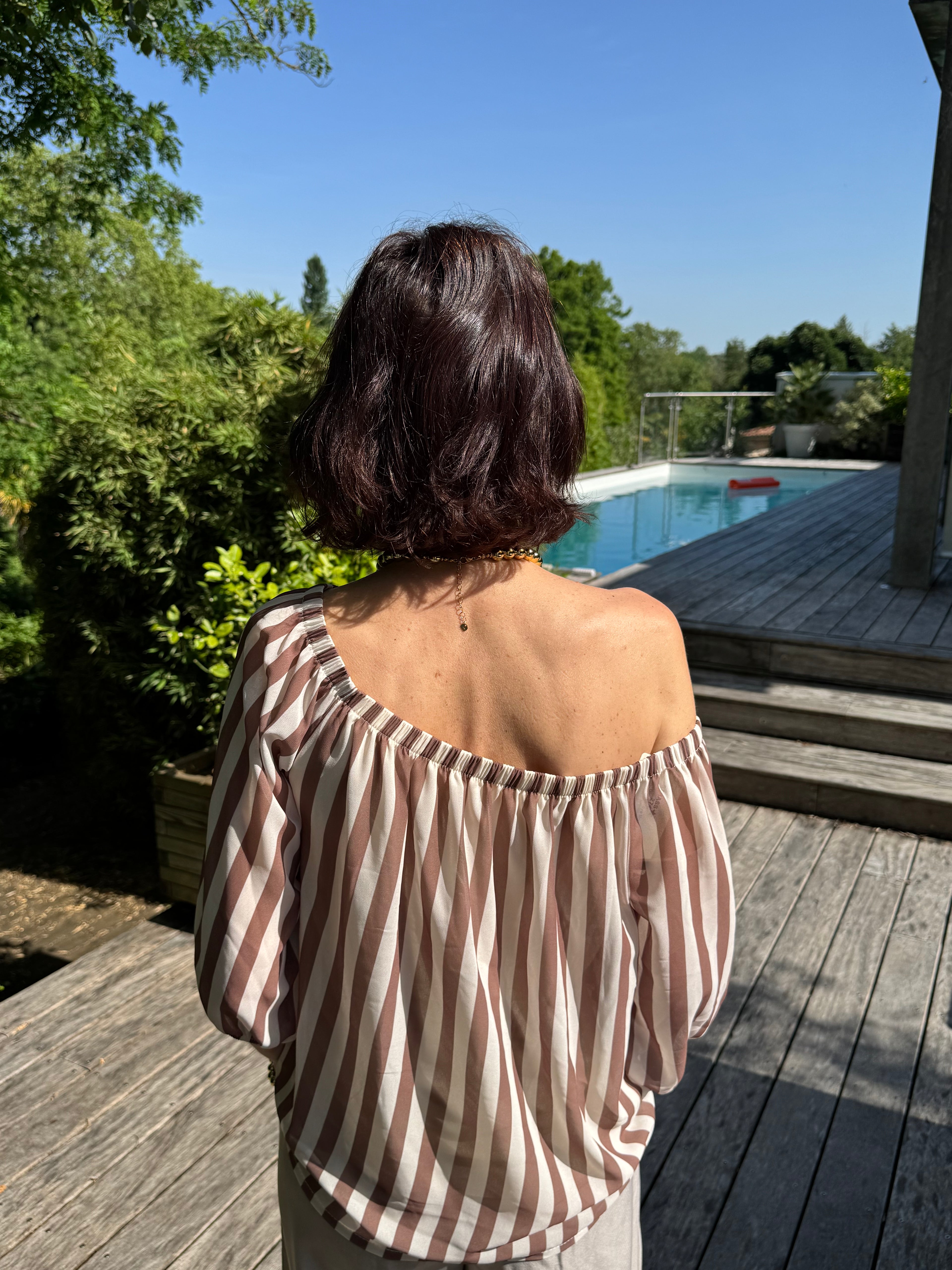 Blouse Rayé Lilou Beige
