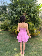Combi Short Smock Gaze de Coton Rose