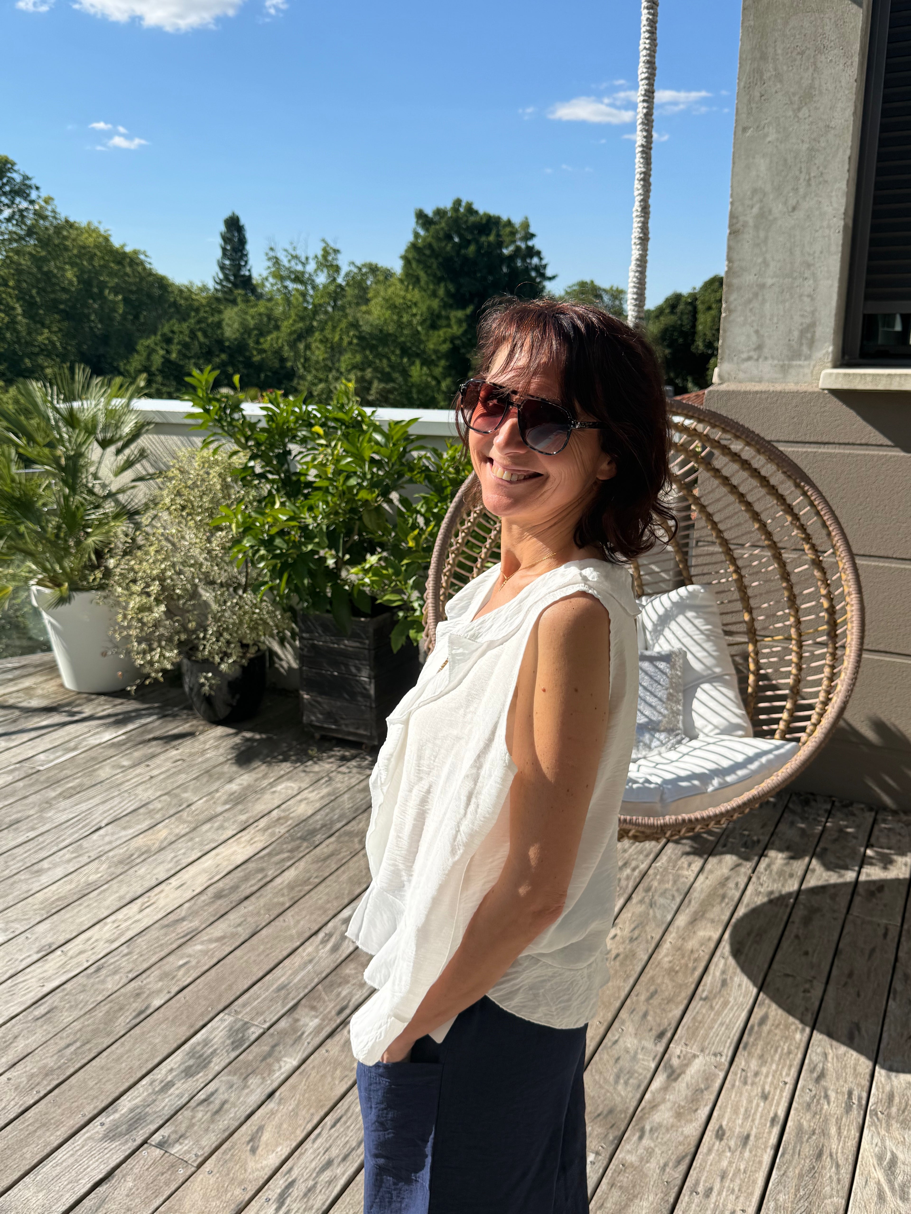 Débardeur Soleil Broche Blanc