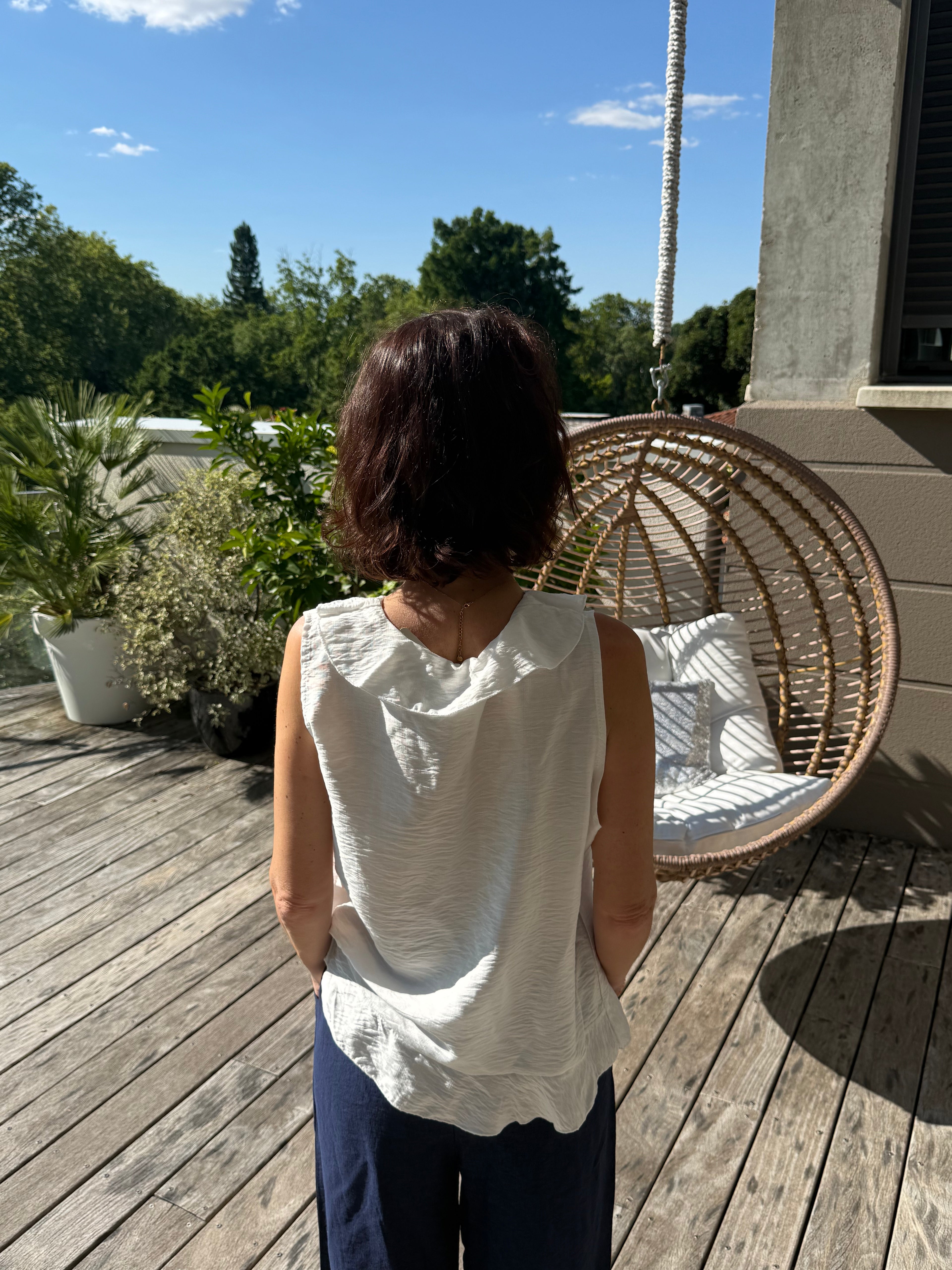 Débardeur Soleil Broche Blanc