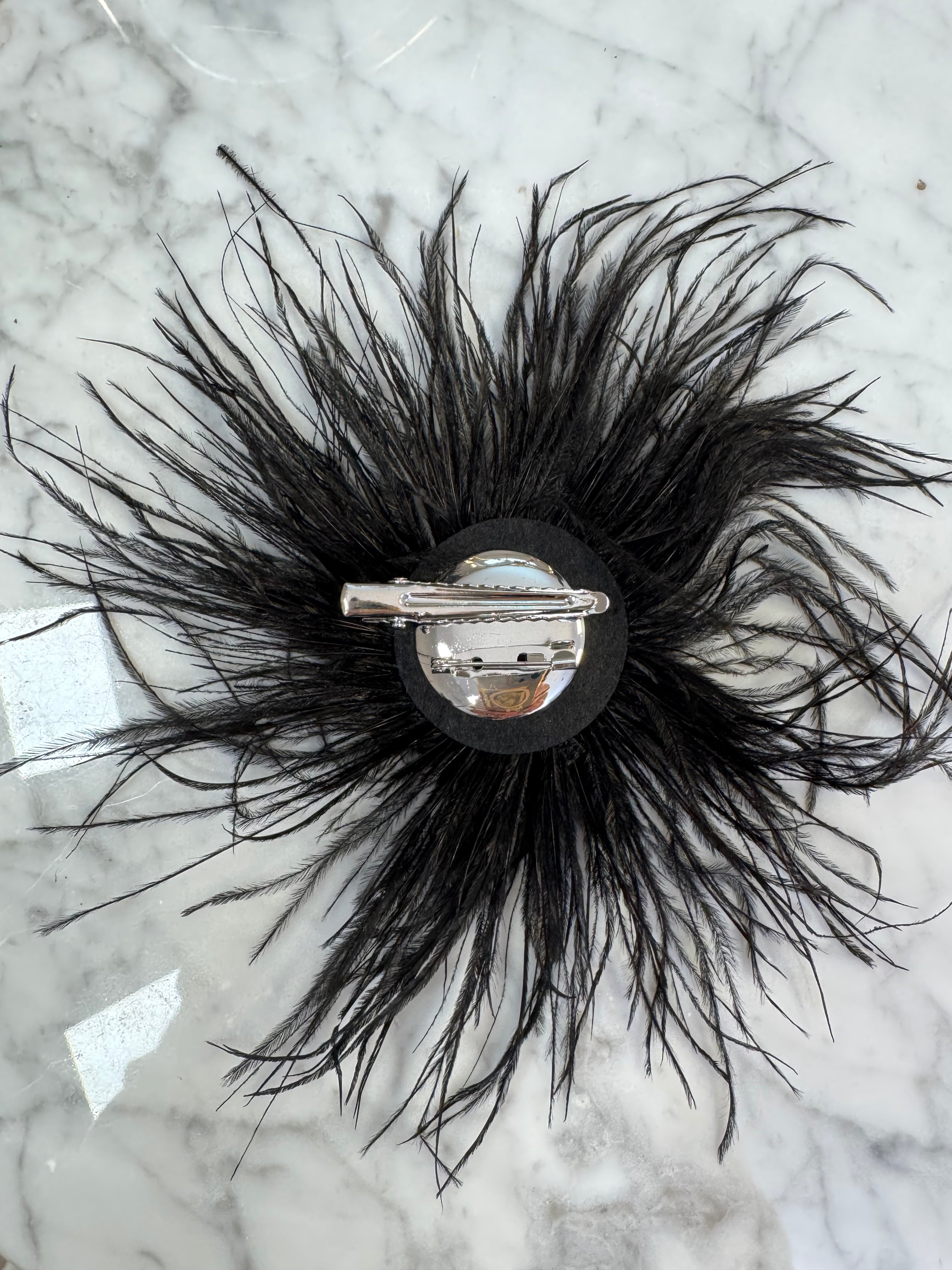 Broche Plumes Noire