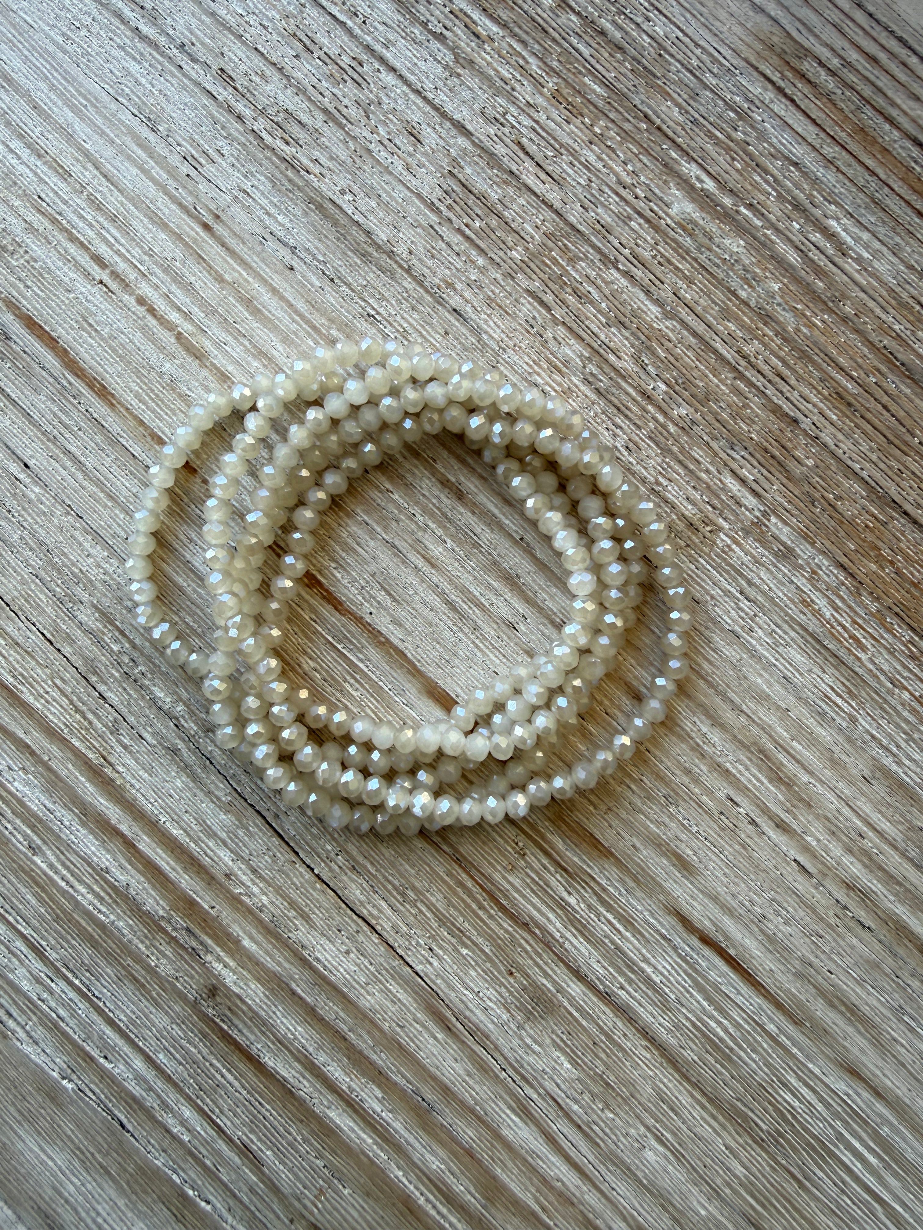 Bracelet - Collier cristal Beige Irisé