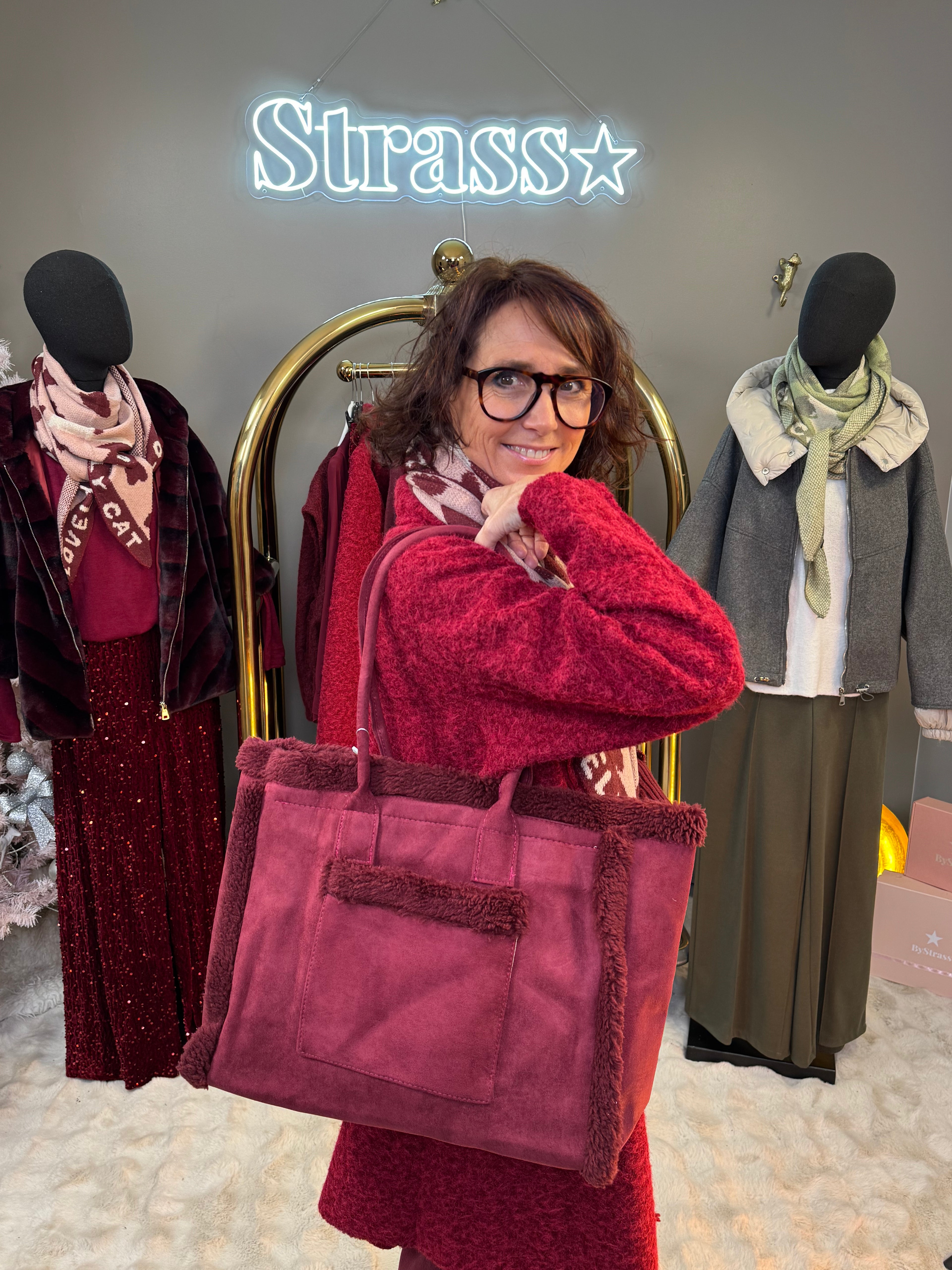 Sac Cabas Mouton Retourné Bordeaux