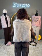 Gilet Sans Manche Marcel Fausse Fourrure Beige