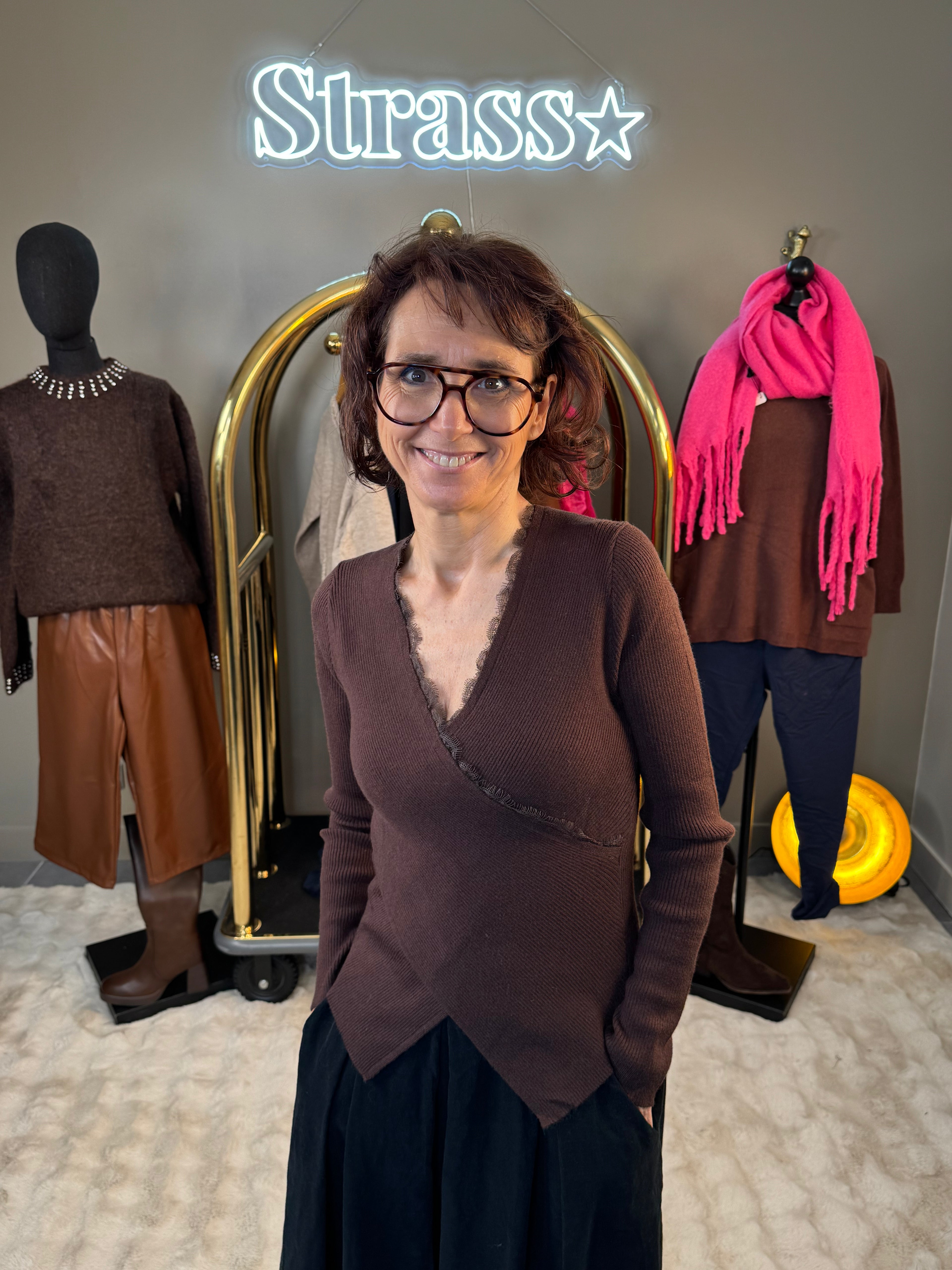 Pull Cache Coeur Chaussette Choco