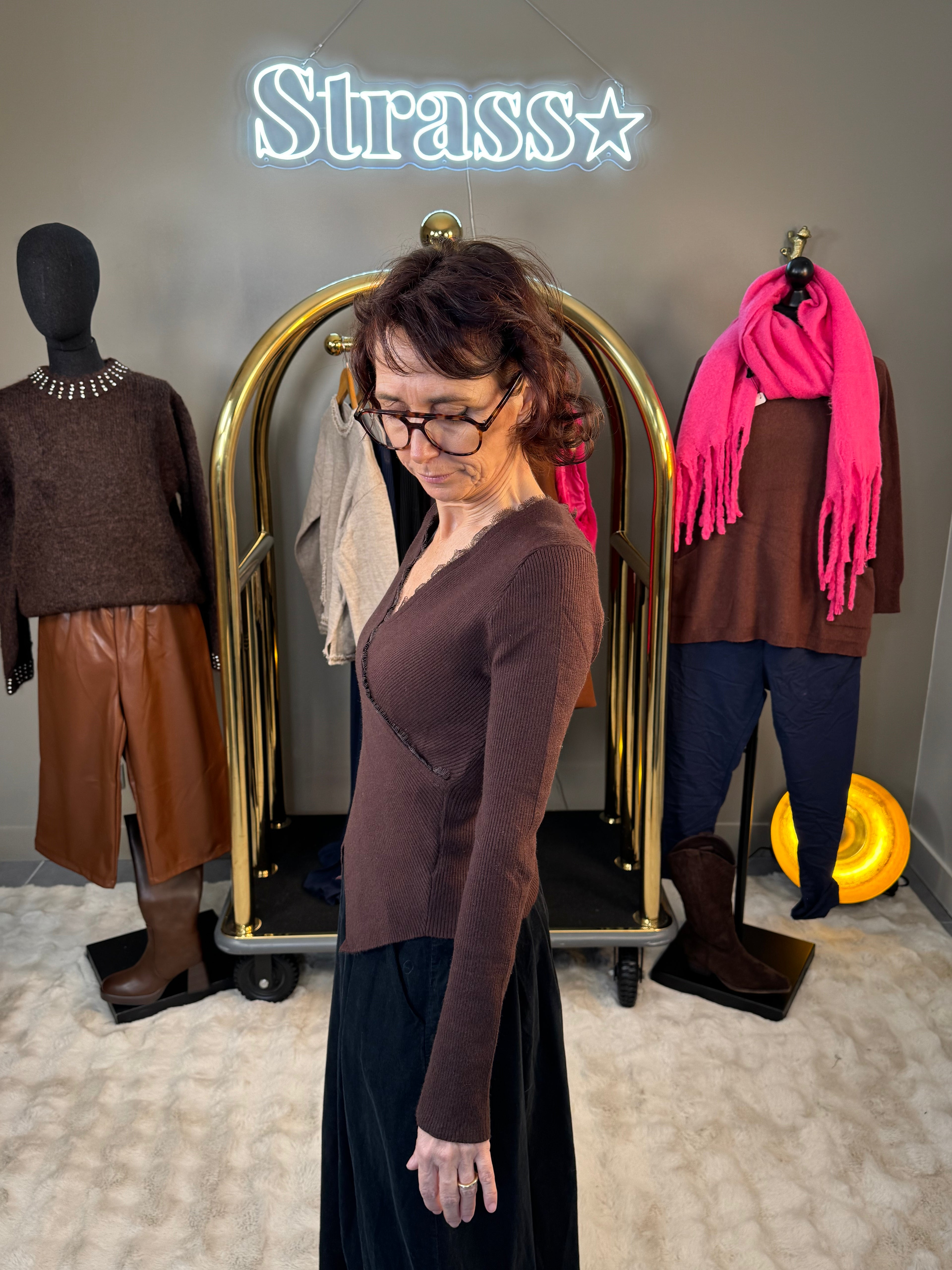 Pull Cache Coeur Chaussette Choco