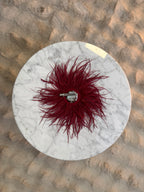 Broche Plumes Bordeaux