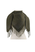Écharpe strass et franges kaki