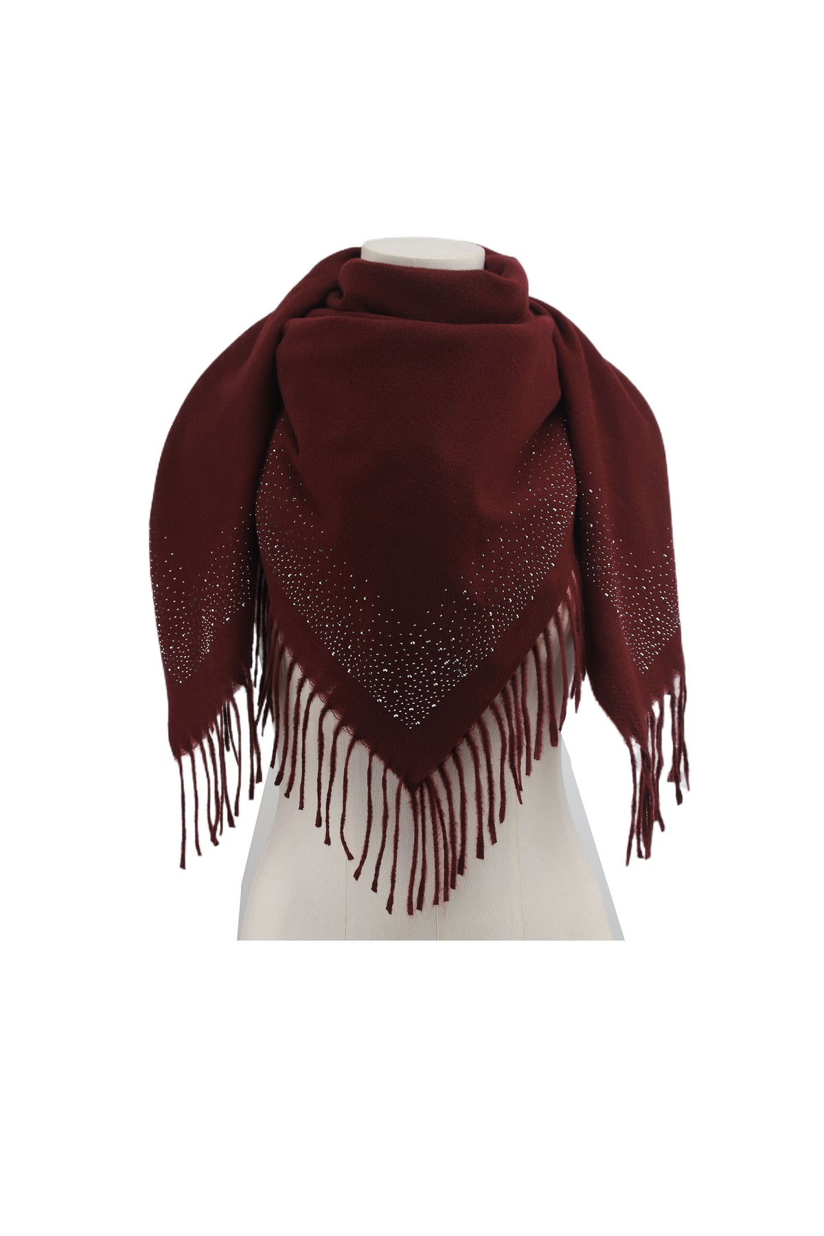 Écharpe strass et franges Bordeaux