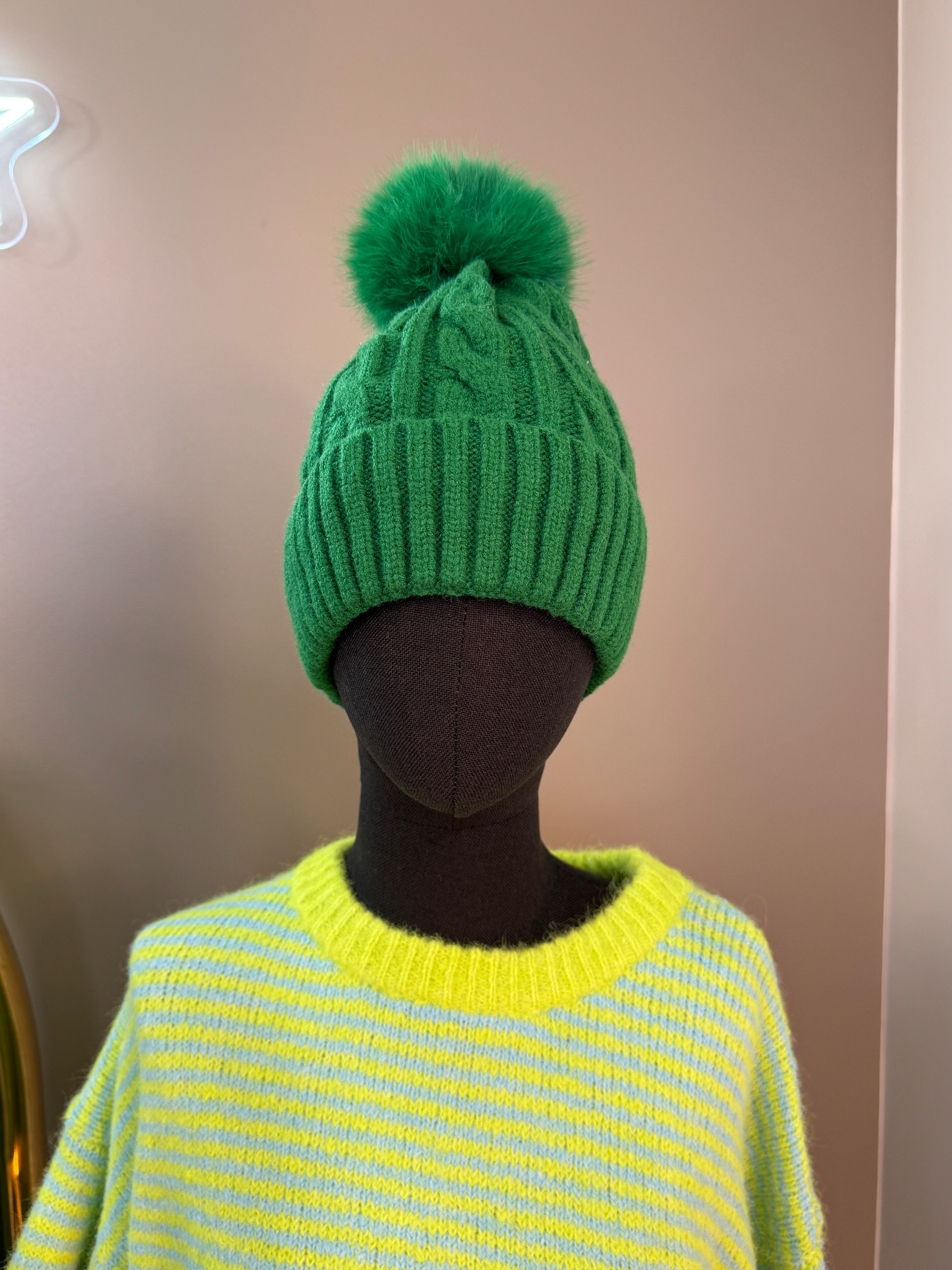 Bonnet Pompon Vert