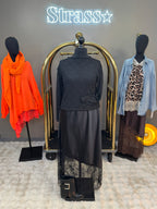 Jupe Satin et Dentelle Noire Grande Taille