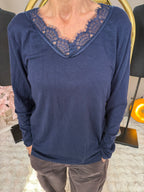Top Chaud Chaud Dentelle Marine