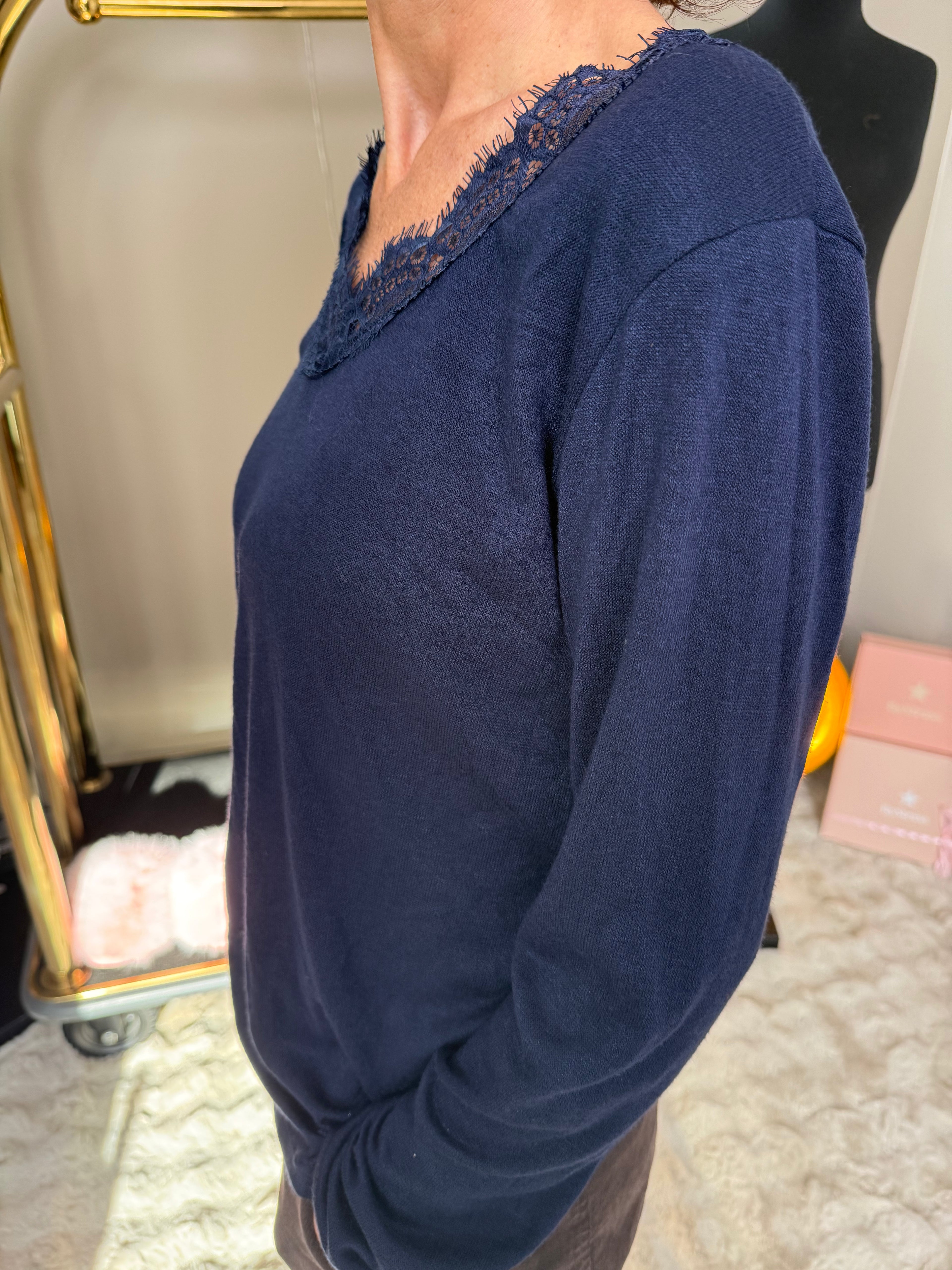 Top Chaud Chaud Dentelle Marine