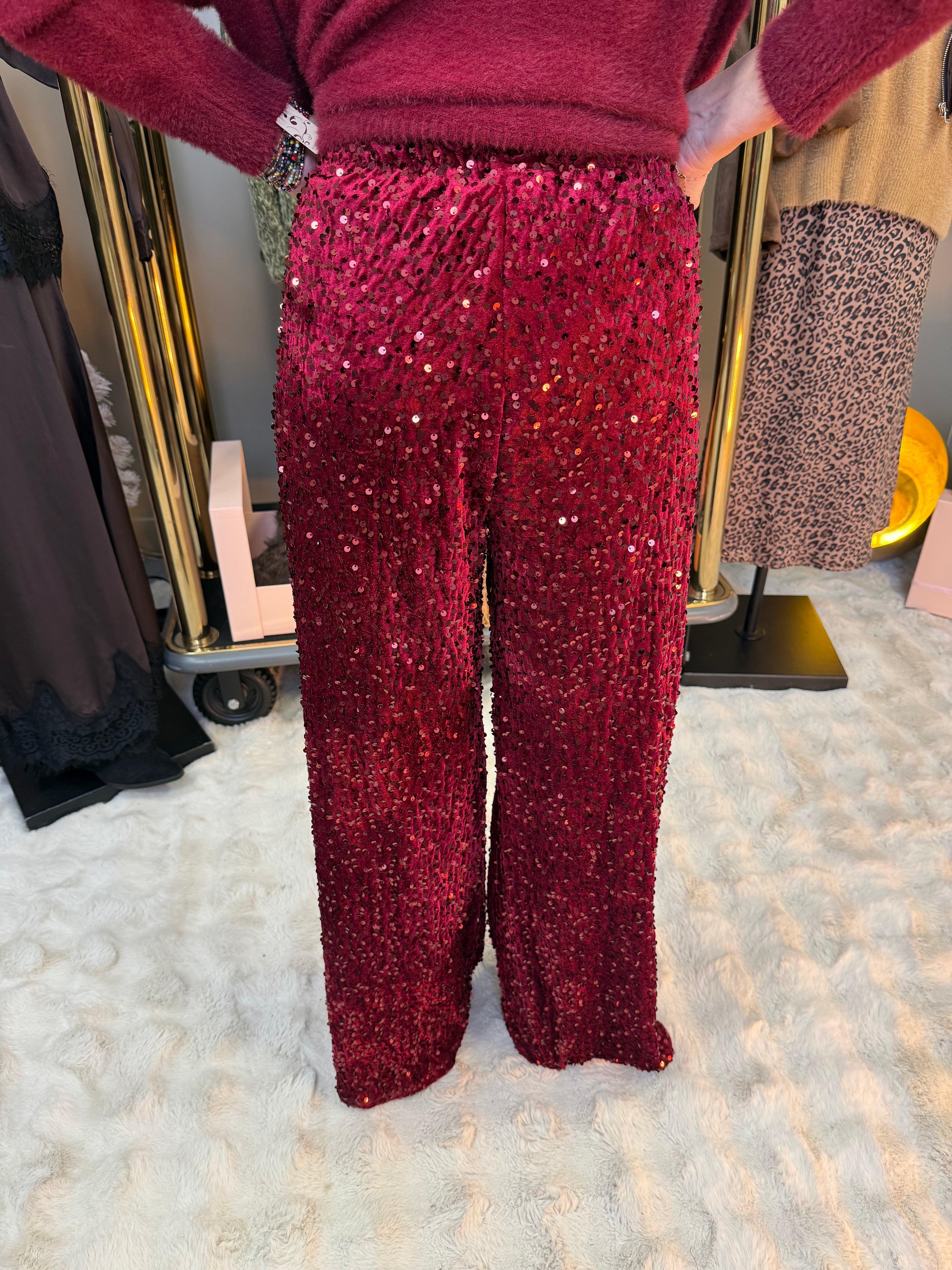 Pantalon Full Sequin Cerise