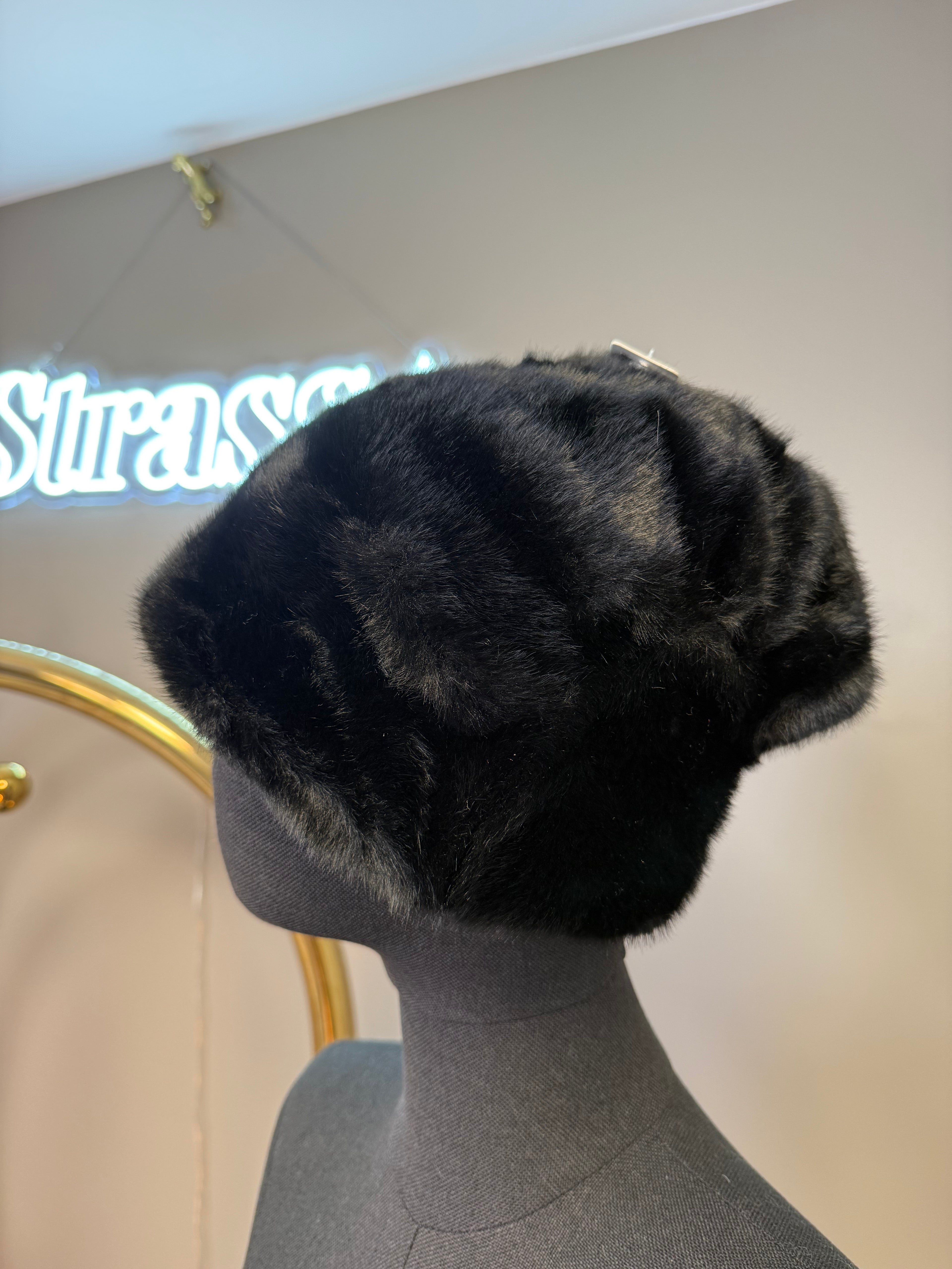 Bonnet Fausse Fourrure Noir