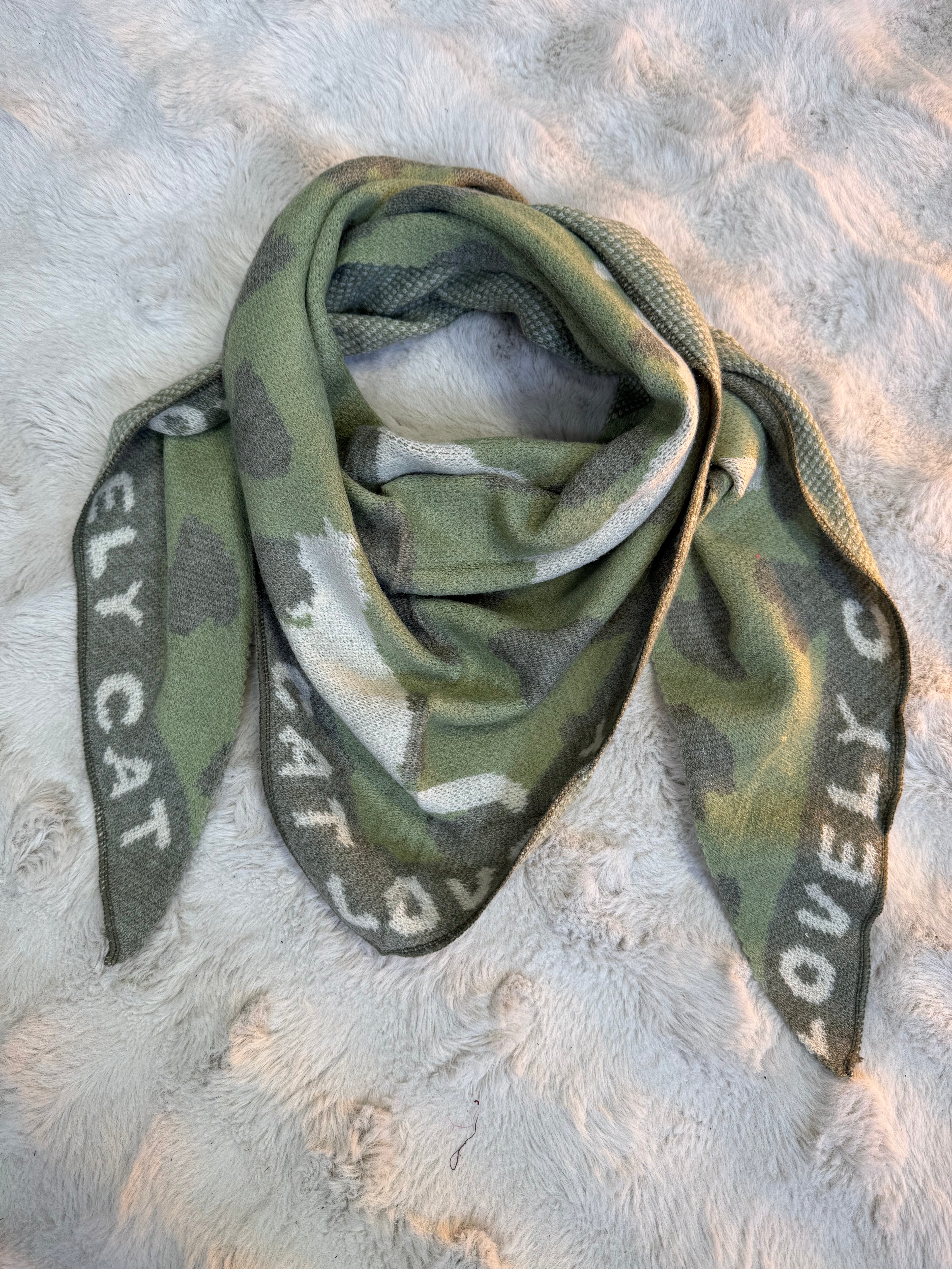 Écharpe Cat Lover Kaki