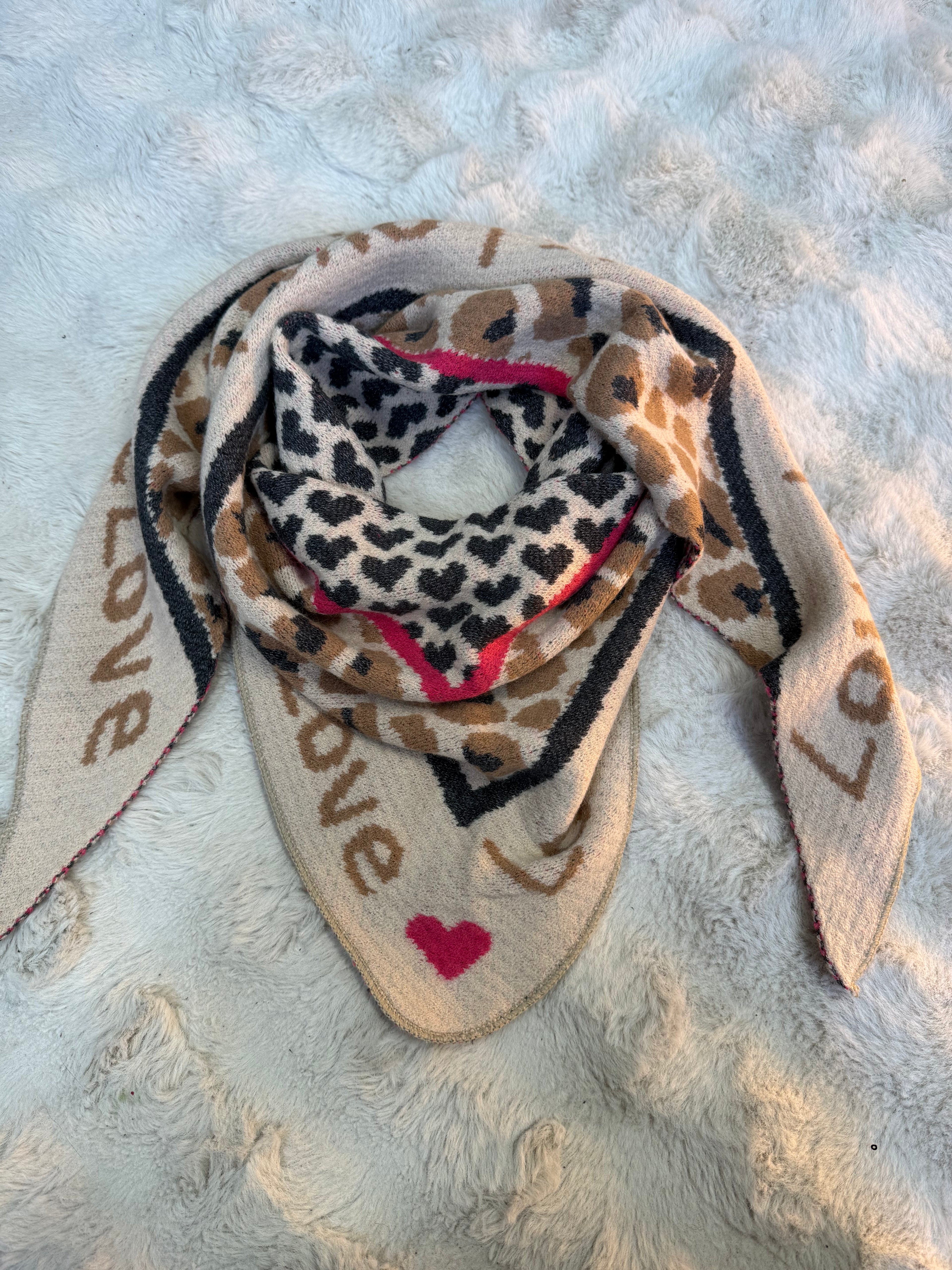 Écharpe Love Is Love Beige et Fuchsia