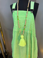 Sautoir pompon jaune fluo