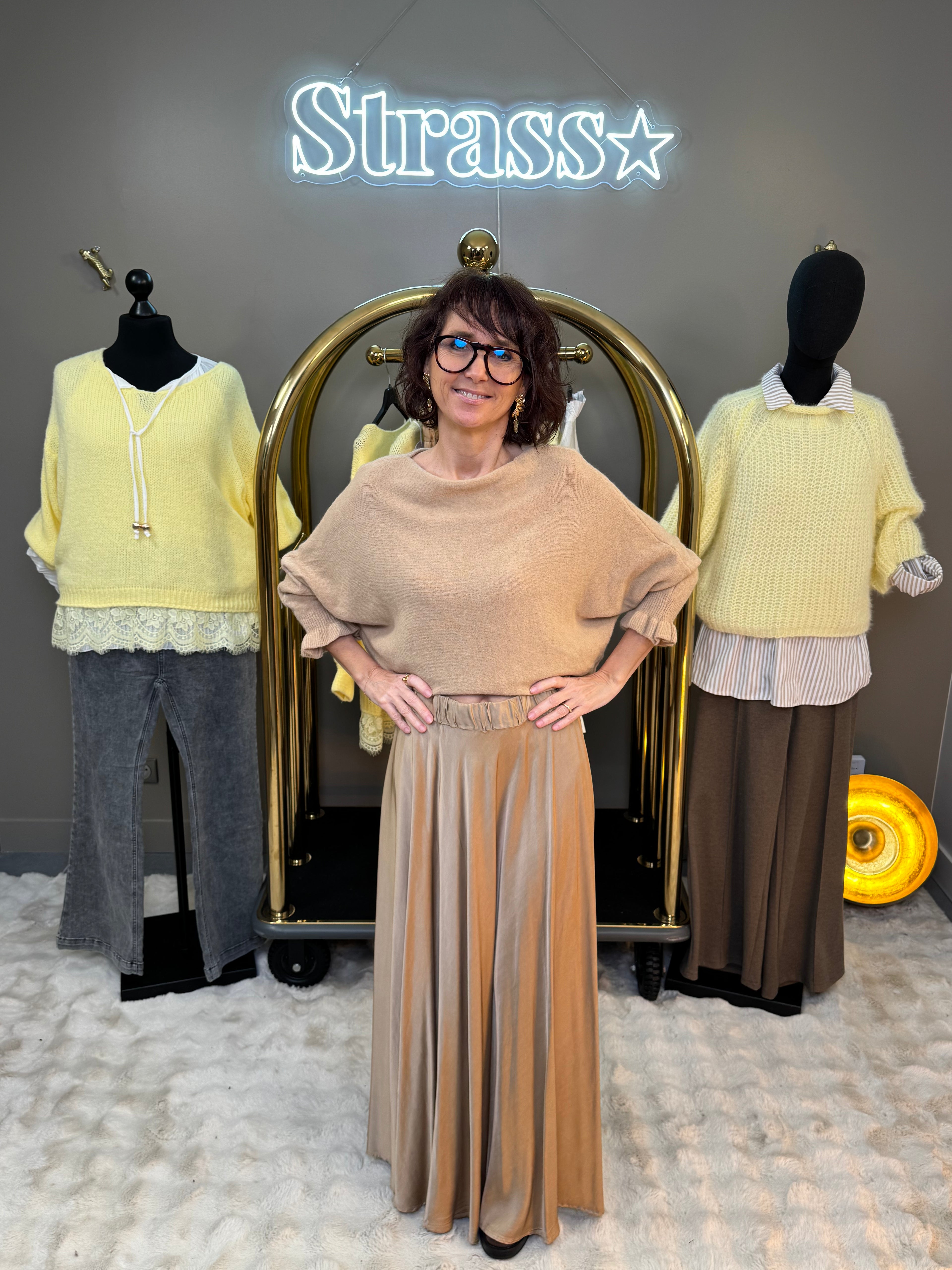 Jupe Maxi Satin Camel