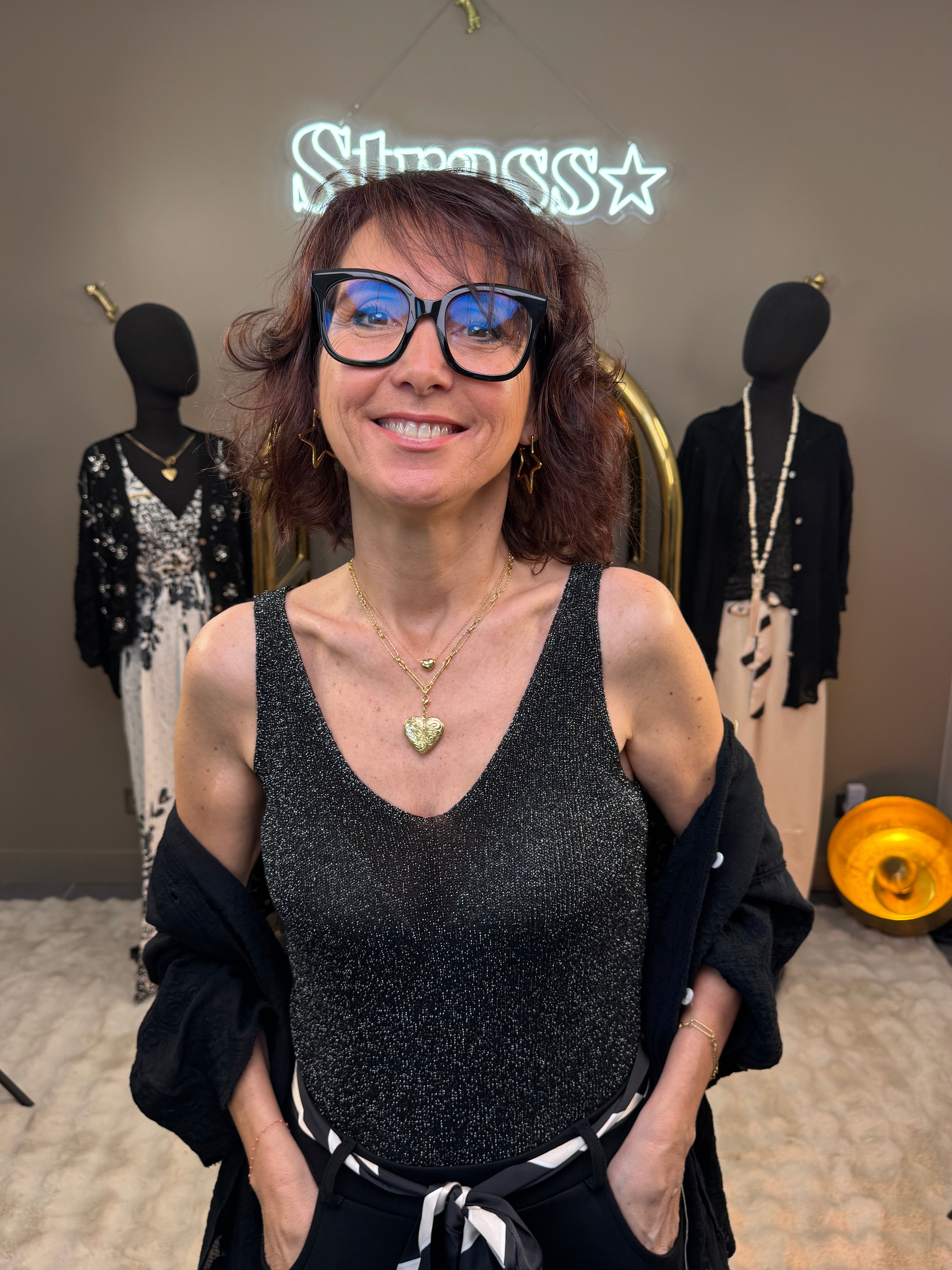 Débardeur Lamé Noir