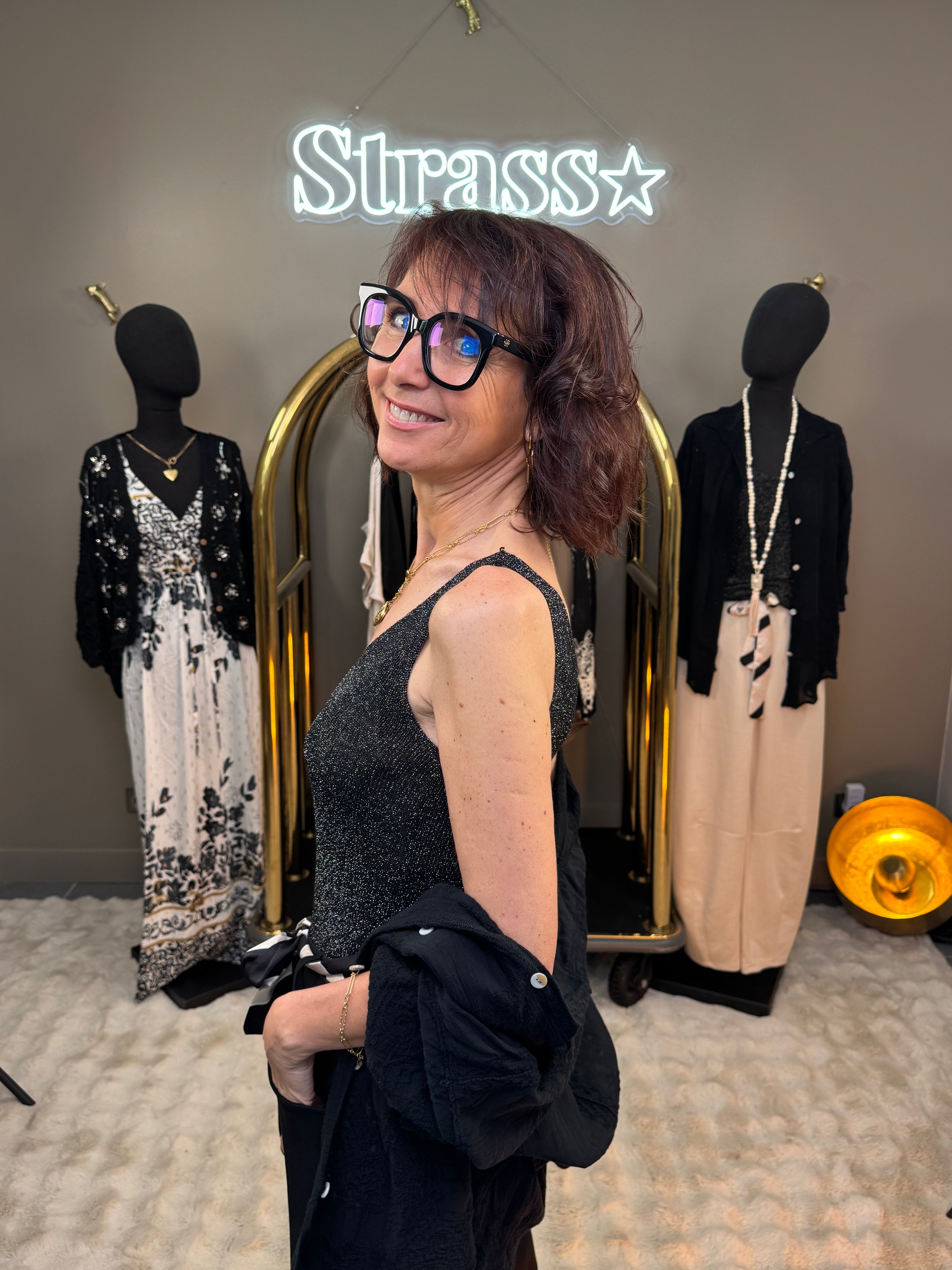 Débardeur Lamé Noir