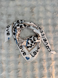 Foulard Love Gaze De Coton Beige et Bleu