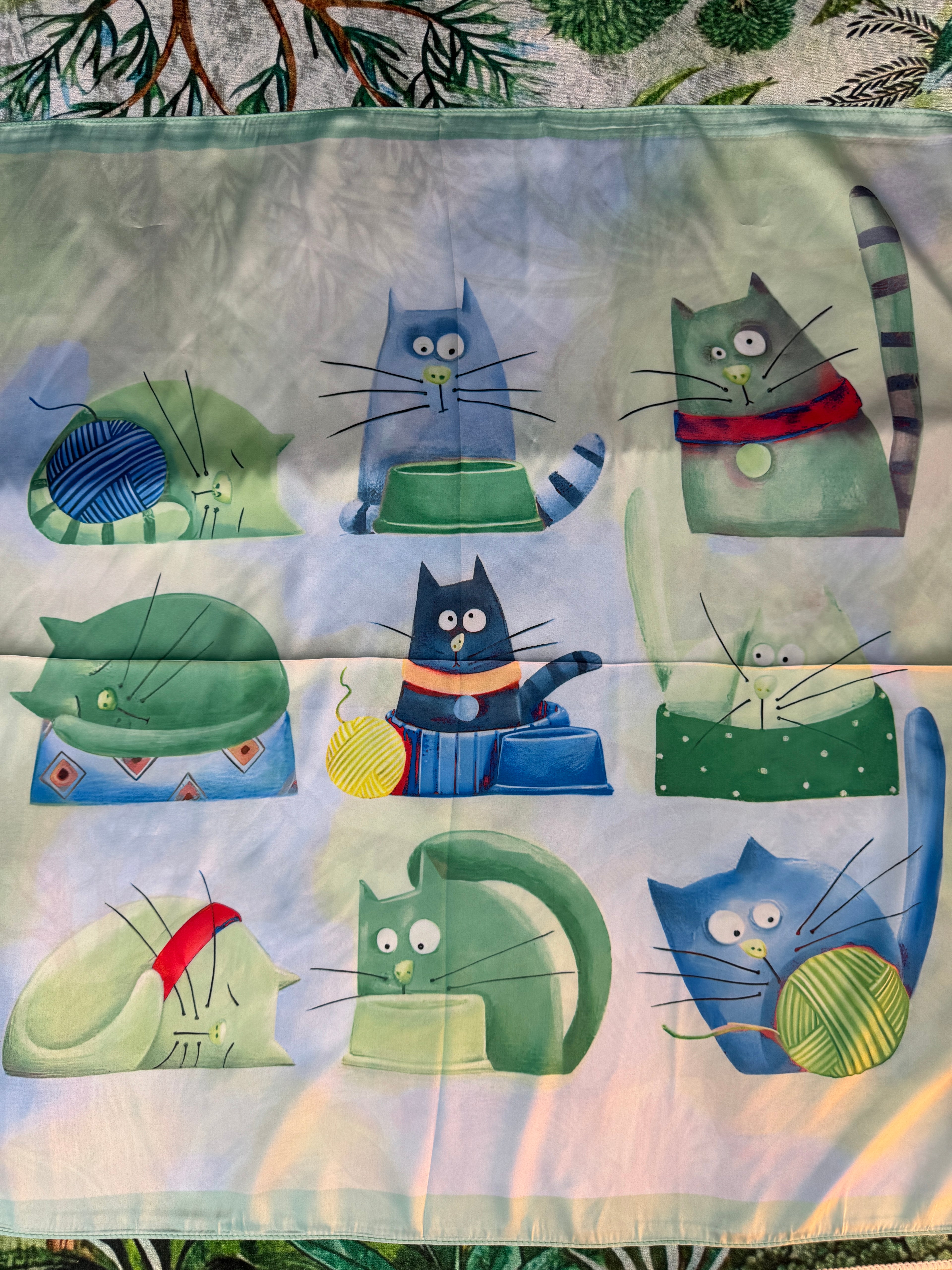 Foulard Chat Pelote Vert