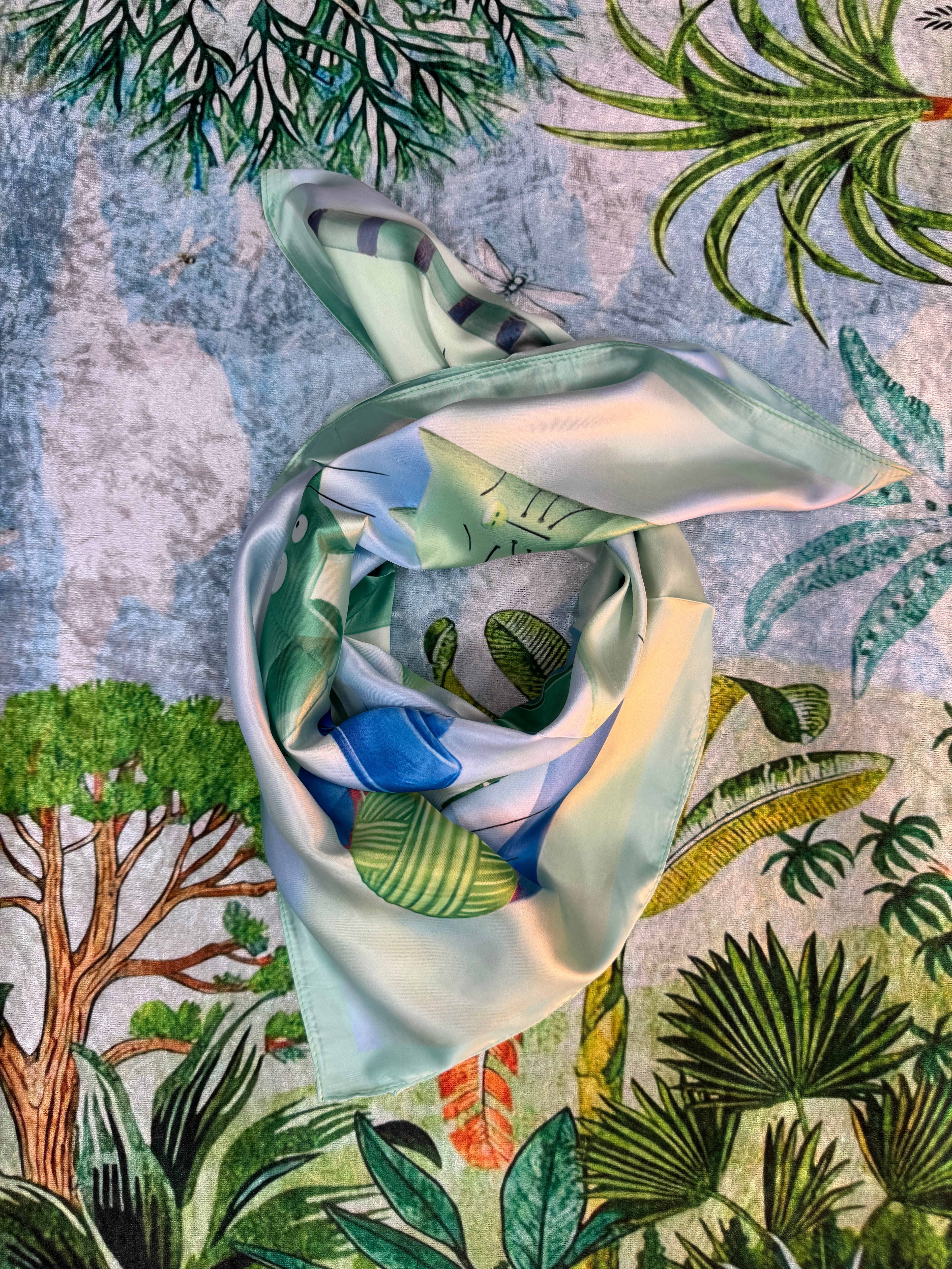 Foulard Chat Pelote Vert