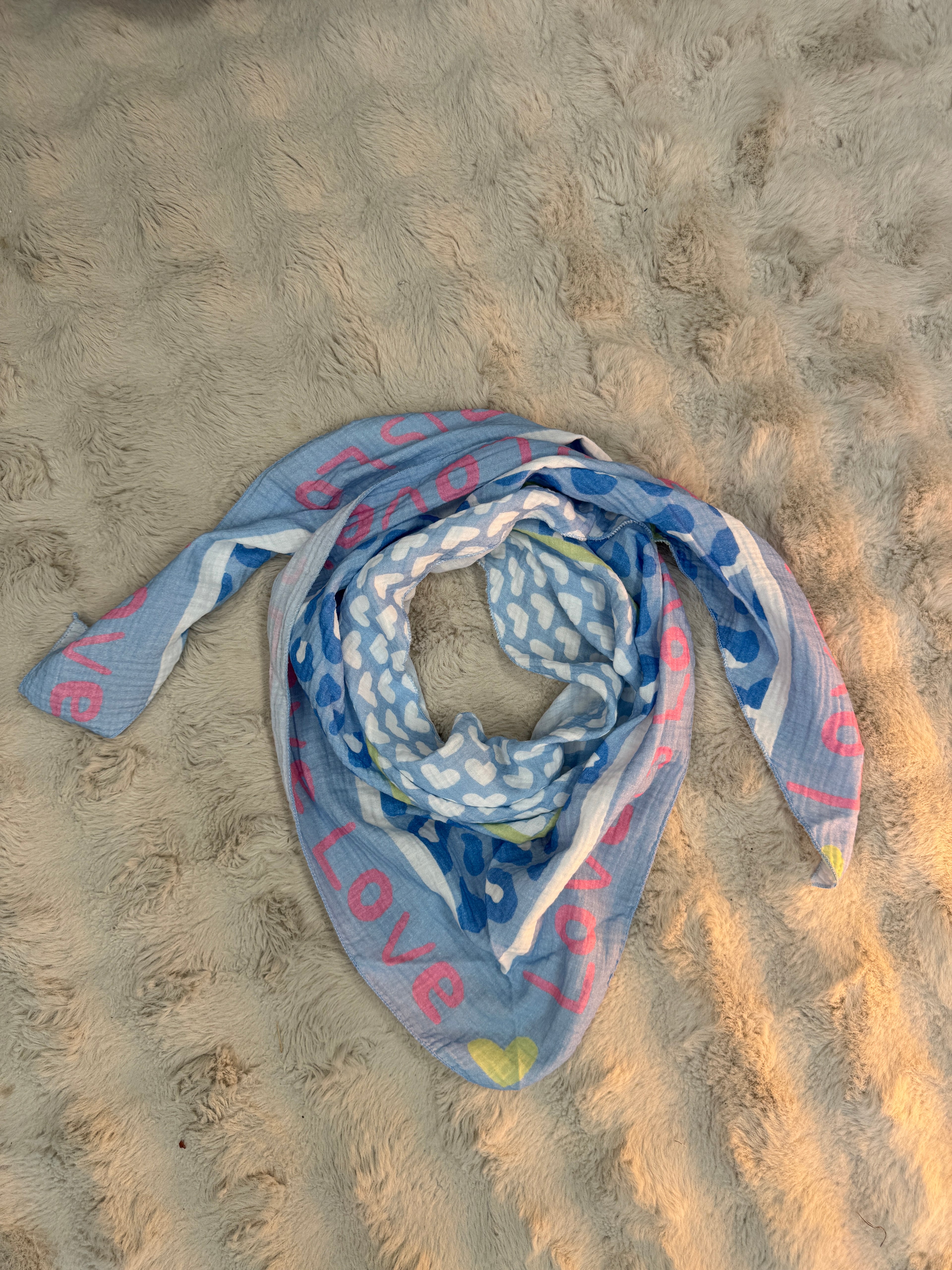 Foulard Love Gaze De Coton Bleu Ciel