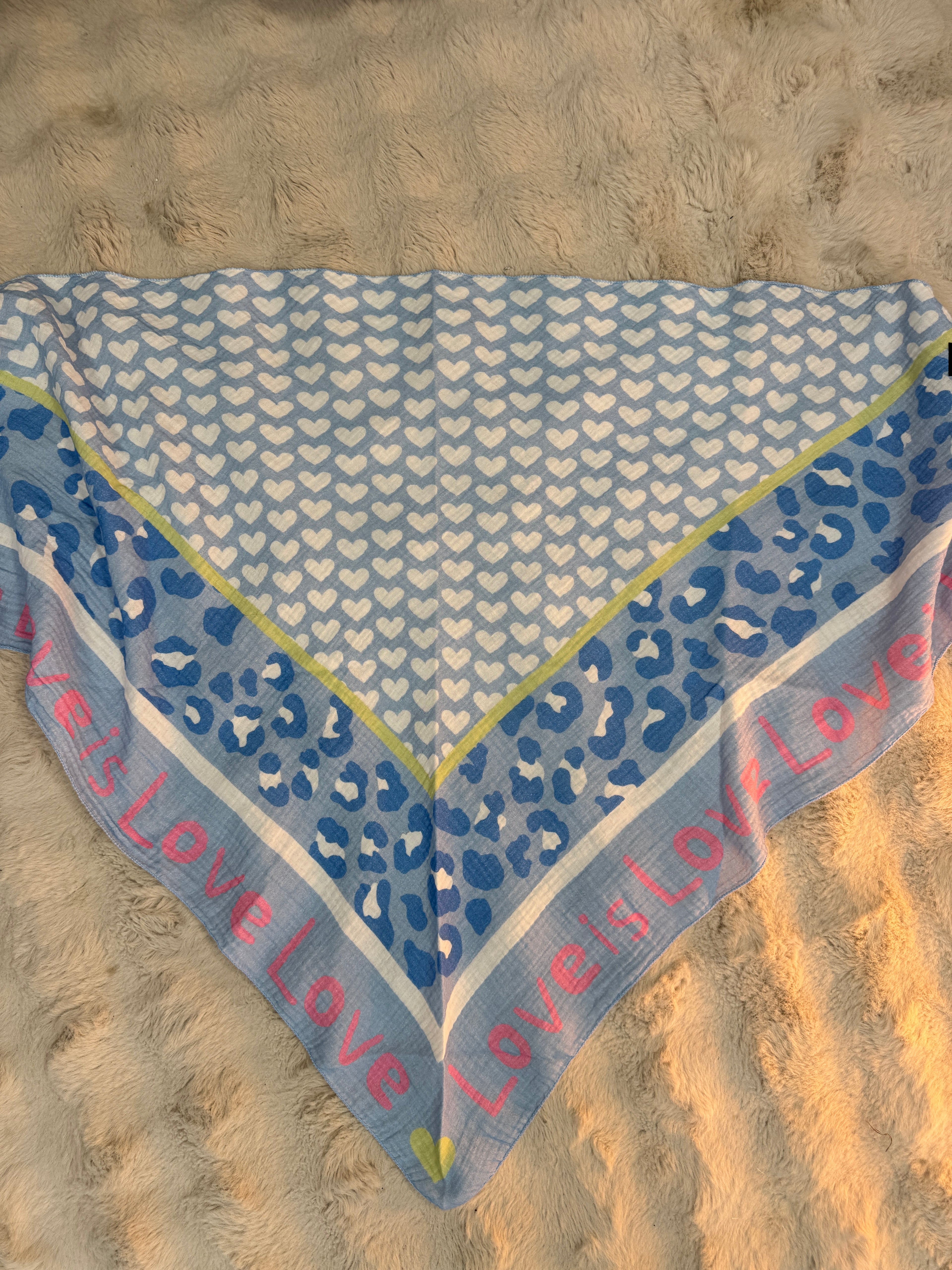 Foulard Love Gaze De Coton Bleu Ciel