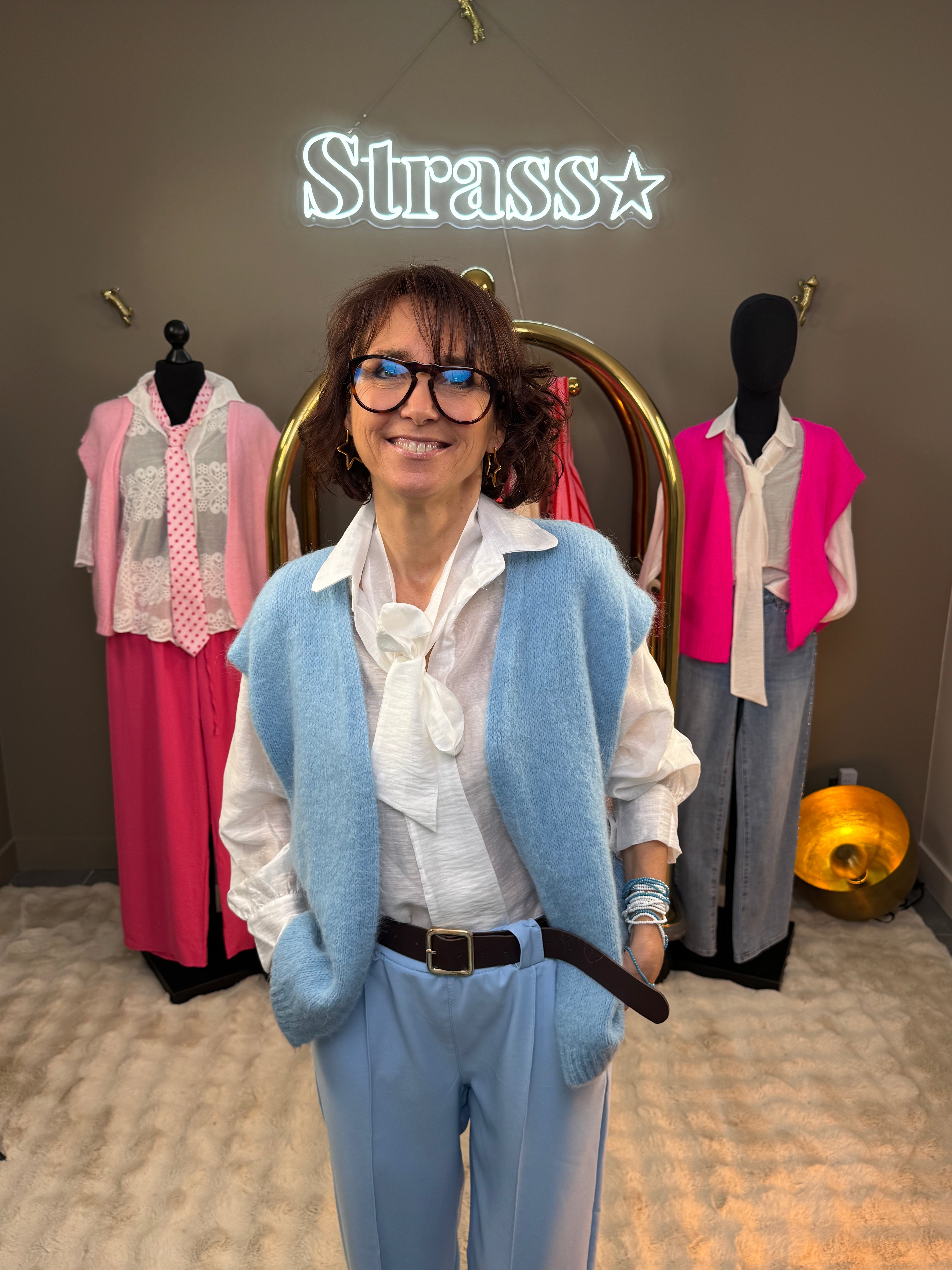 Gilet Mohair Sans Manche Bleu Ciel