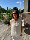 Débardeur Plissé Blanc