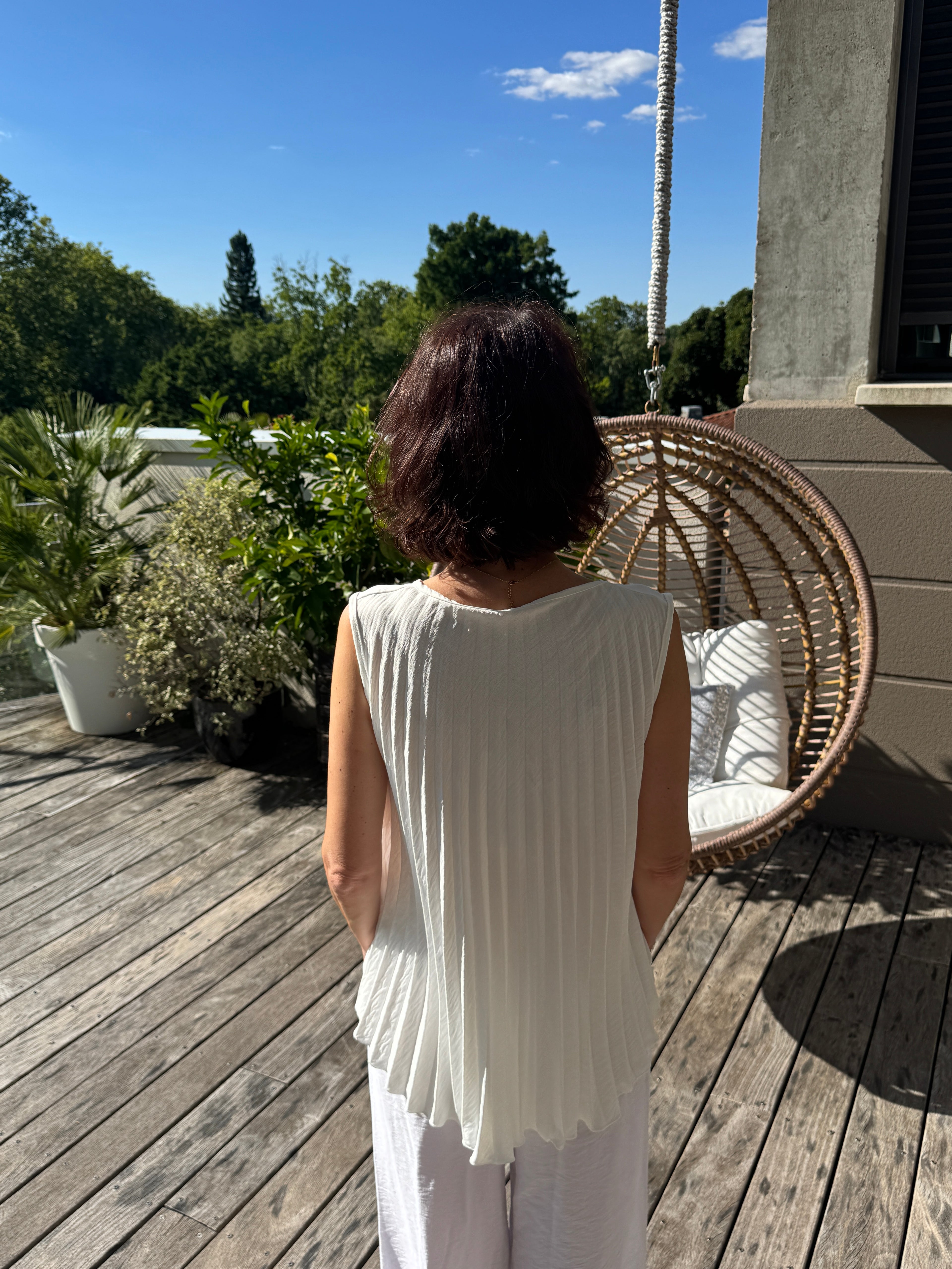 Débardeur Plissé Blanc