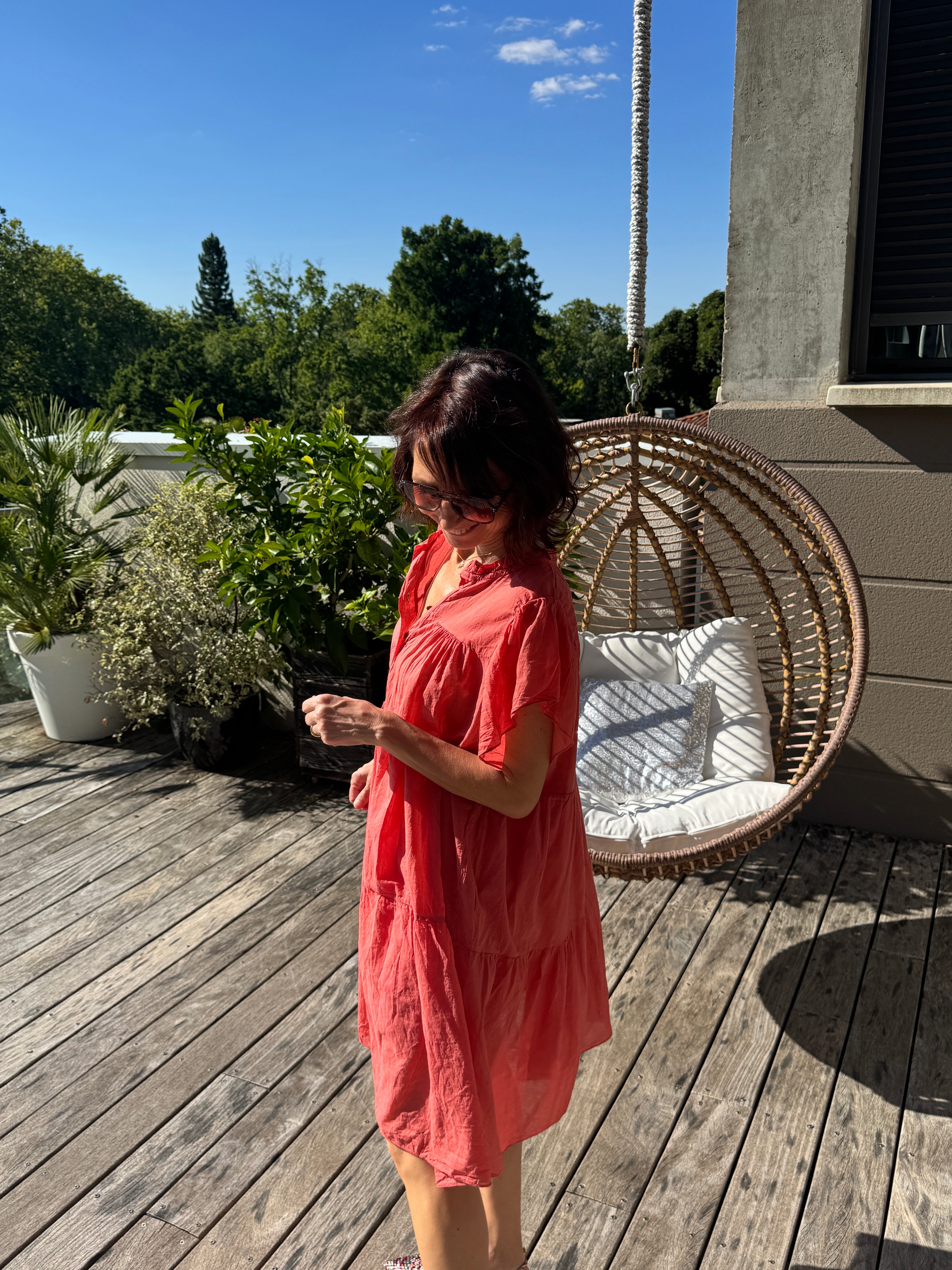 Robe Voile Légère Corail
