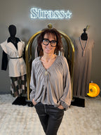 Blouse Froncée Soleil Taupe