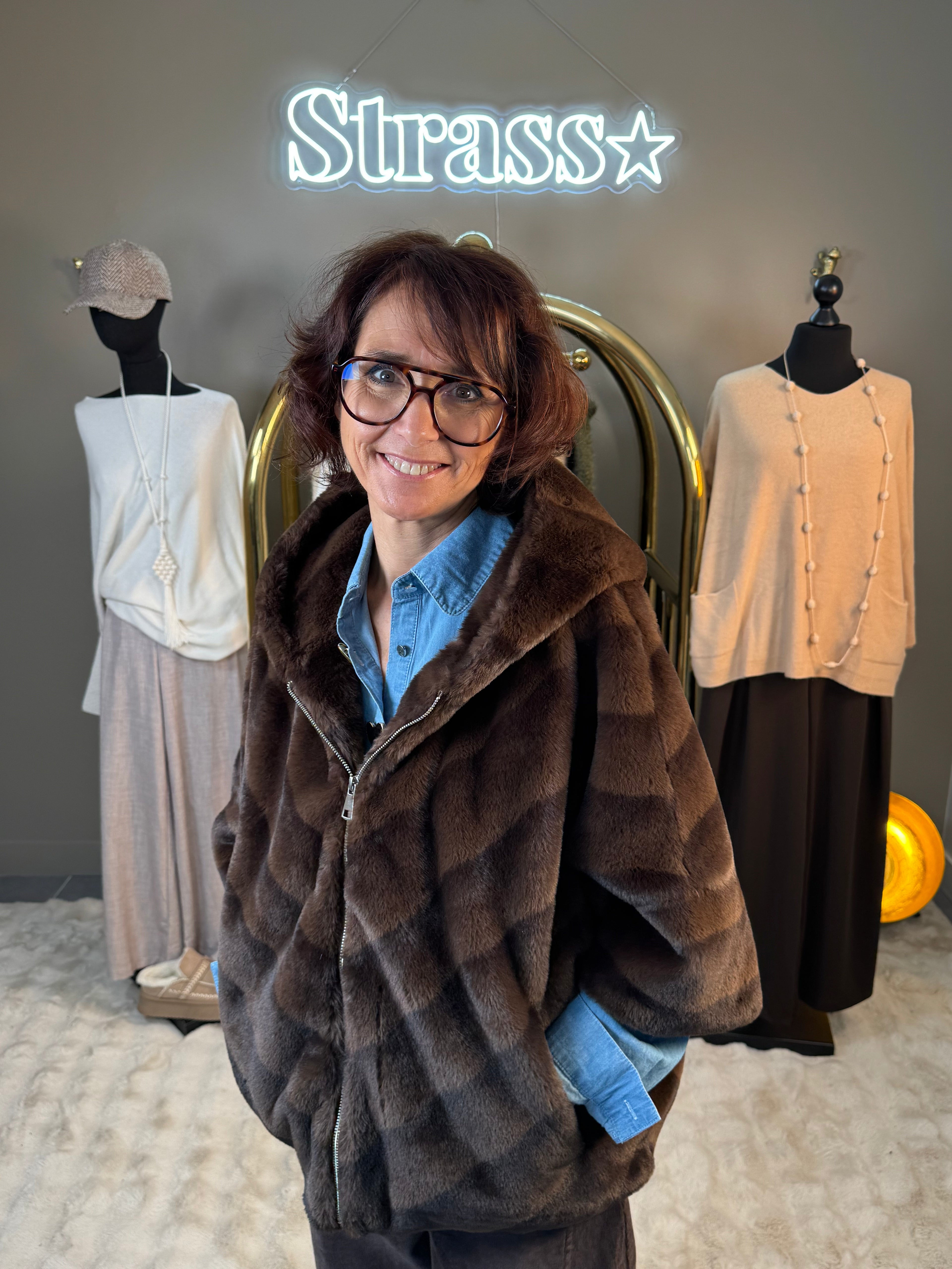 Manteau Faux Vison Capuche