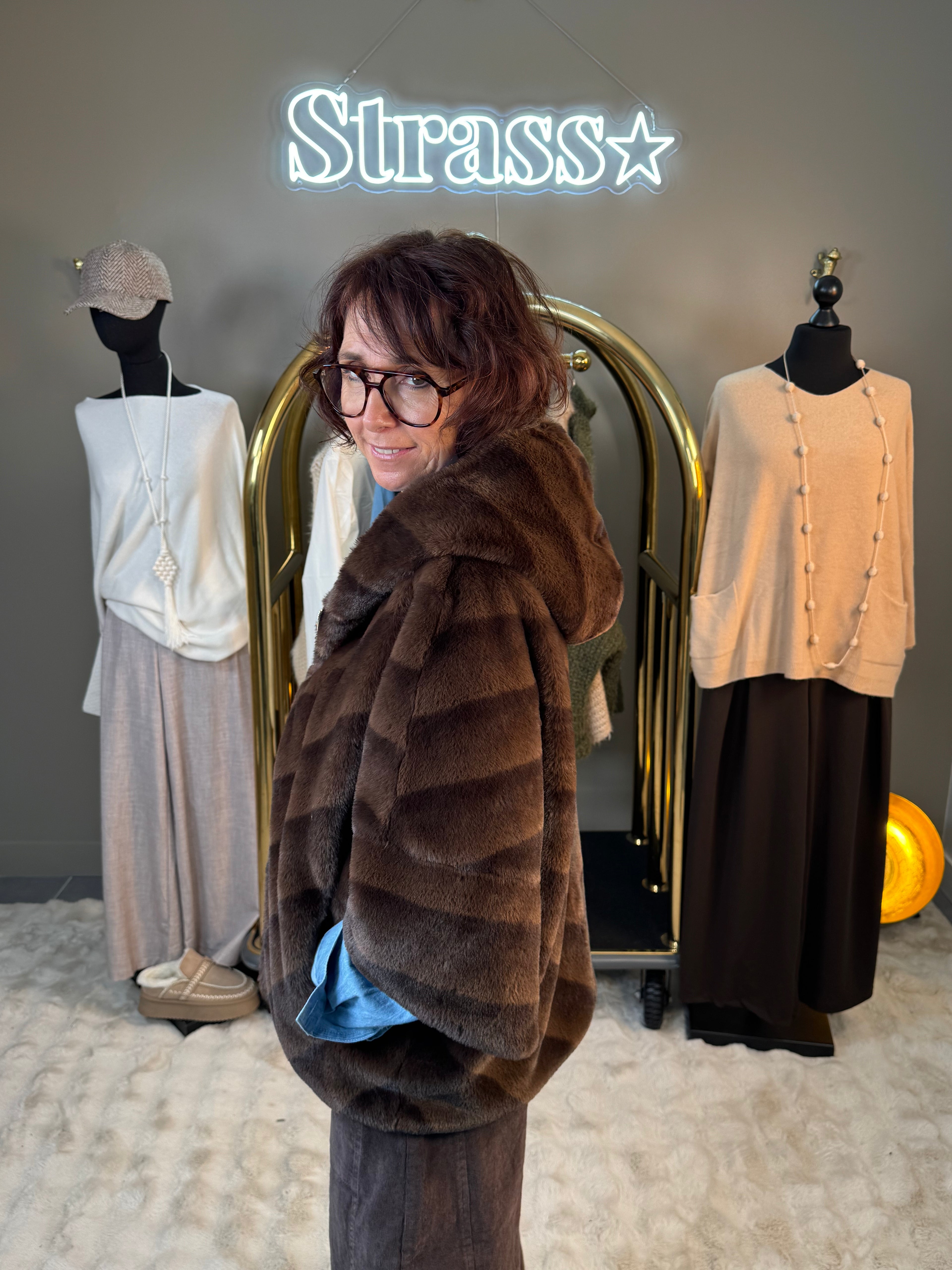 Manteau Faux Vison Capuche