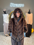 Manteau Faux Vison Capuche