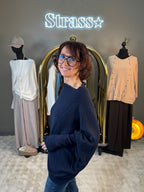 Pull Max Asymétrique Bleu Marine