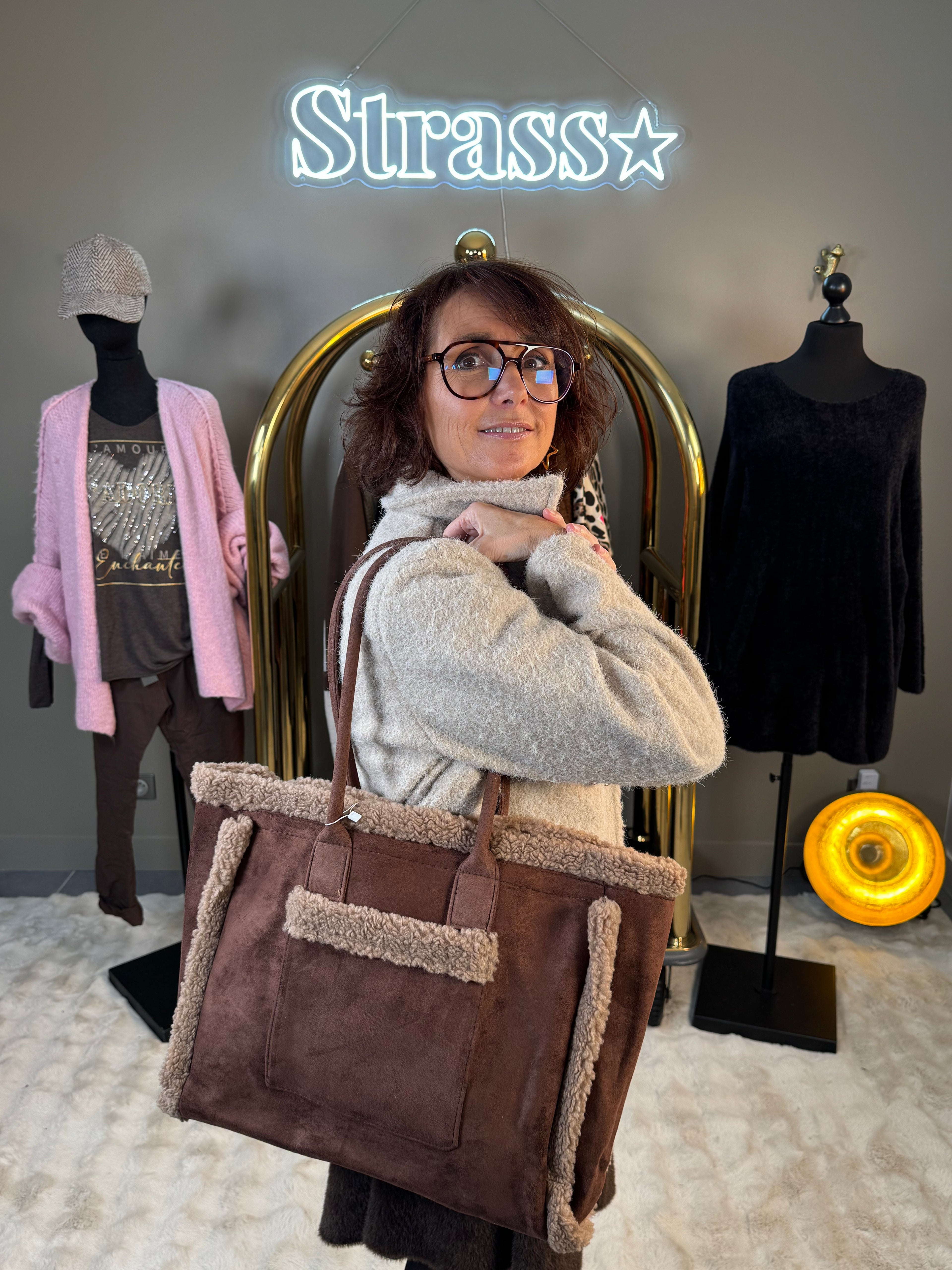 Sac Cabas Mouton Retourné Choco